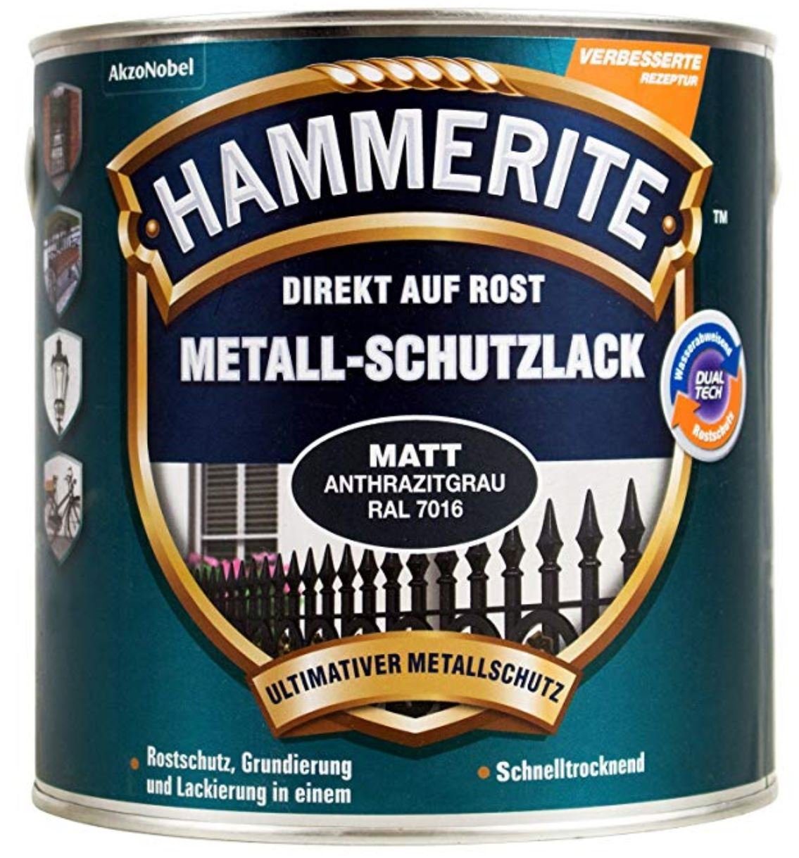 Metallschutzlack AKZO NOBEL 5272545 (Hammerite) Metall-Schutzlack Anthrazitgrau matt 25