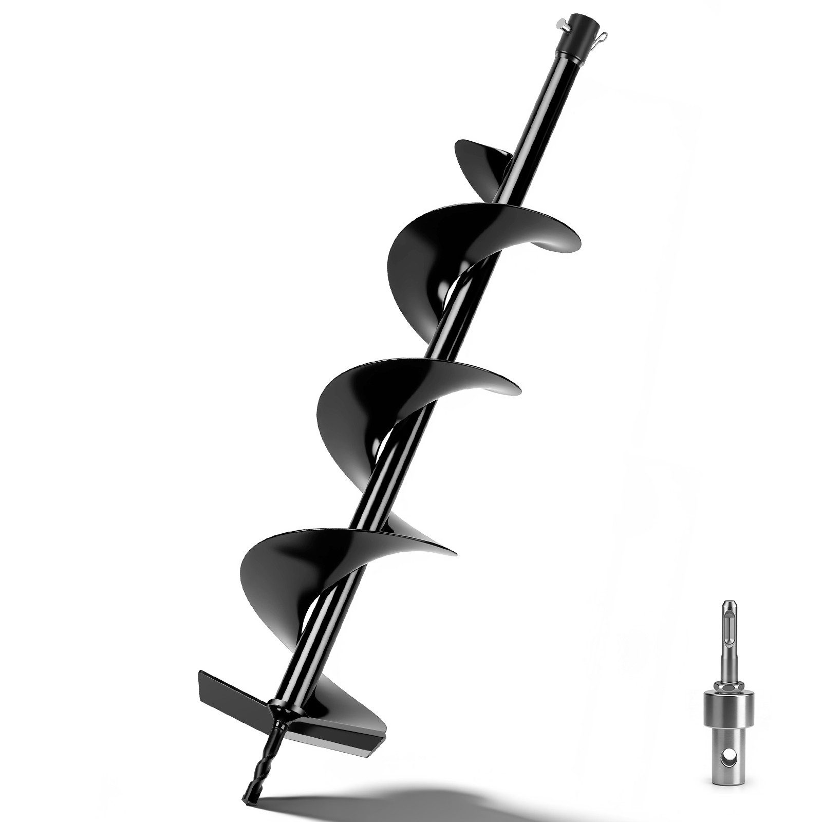 XERSEK Erdbohrer mit SDS-Plus, 80cm Manganstahl Erdlochbohrer Schnecke, (15cm Bohrgerät Aufsatz, Erdungsstab 0,6–2,6 m), Zum Bohren, Tiefgraben und Fundamente in mittleren bis leichten Boden