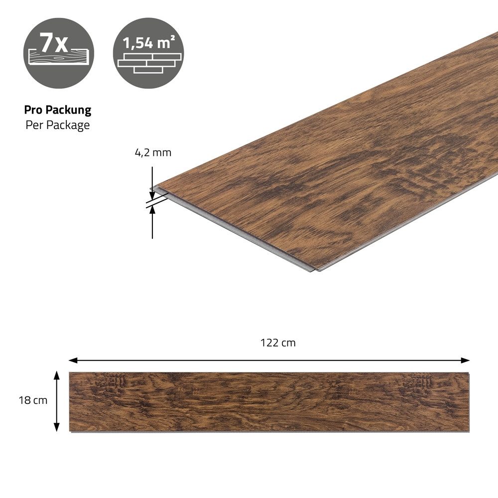 ML-DESIGN Vinylboden PVC Vinyl Bodenbelag Klick-Vinyl Holzoptik Vinylbodenbelag wasserfest, Klickvinyl mit Trittschalldämmung 4,62m² / 21 Dielen 4,2mm Dicke – Bild 5 von 5