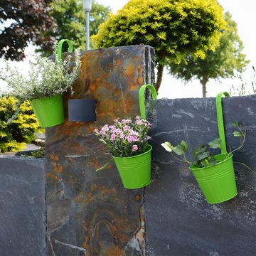 UNUS GARDEN Blumentopf Hängetöpfe bunt (14er Set), Hängeblumentöpfe aus Metall in sommerlichen Farben, für Pflanzen
