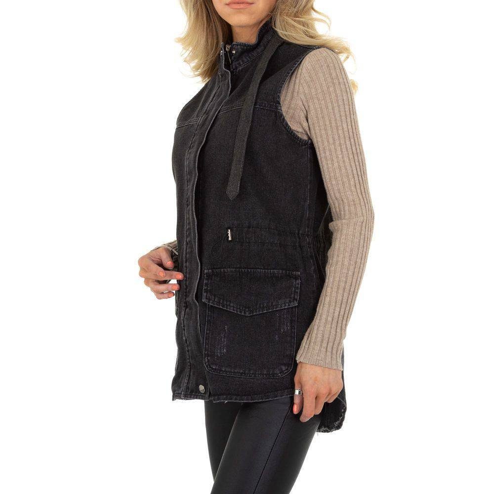 Ital-Design Jeansjacke Damen Freizeit Jeansstoff Jeansjacke in Schwarz günstig online kaufen