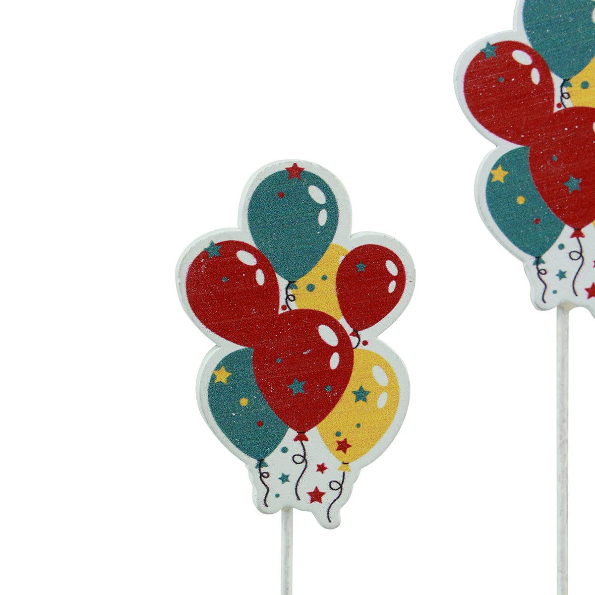 Viana Dekofigur Blumenstecker Strauß Deko Kuchentopper Luftballons Bunt 26cm, 15 Stück