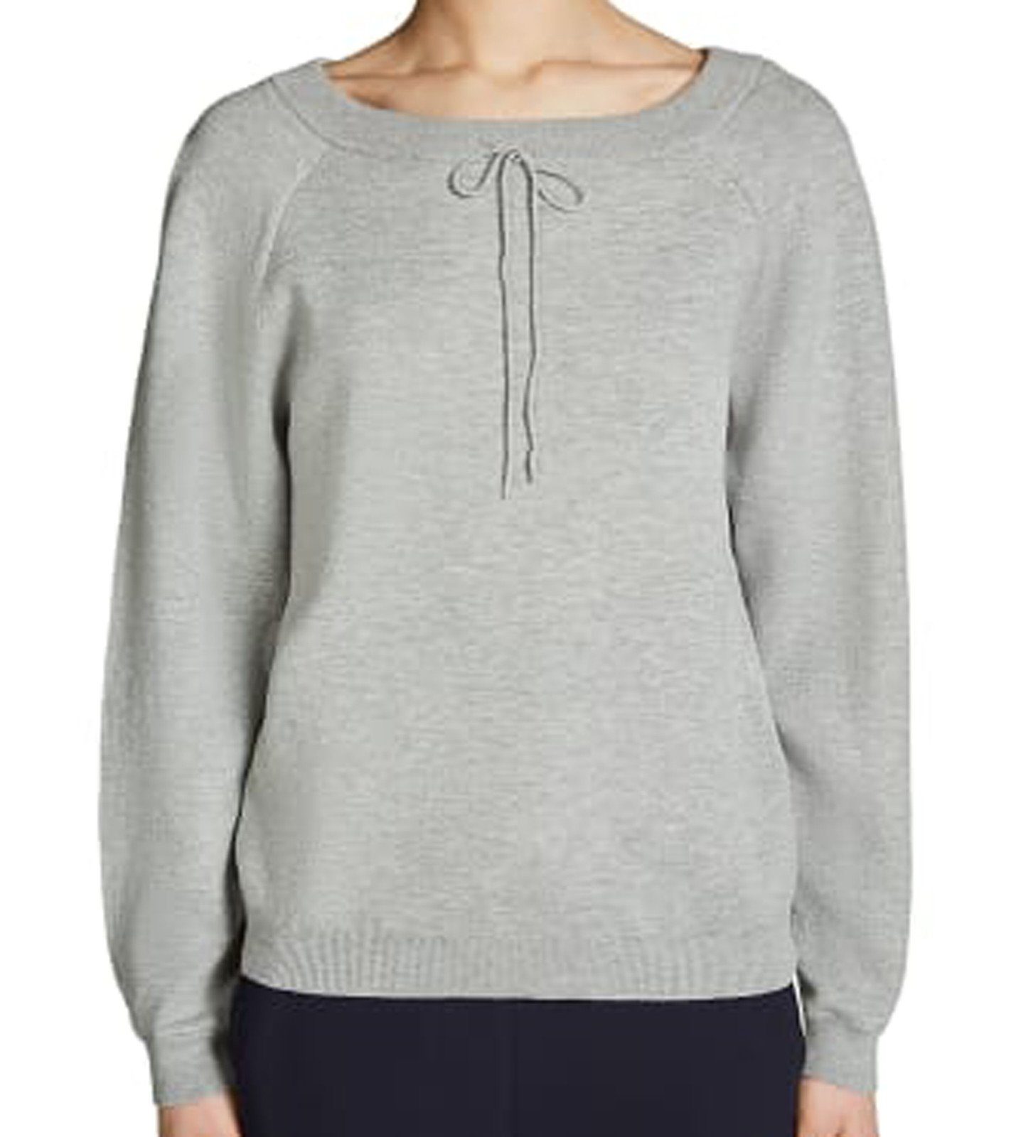 Oui Rundhalspullover »OUI Pullover moderner Damen Sweater mit Tüllstoff an  den Ärmeln Freizeit-Pullover Grau« online kaufen | OTTO