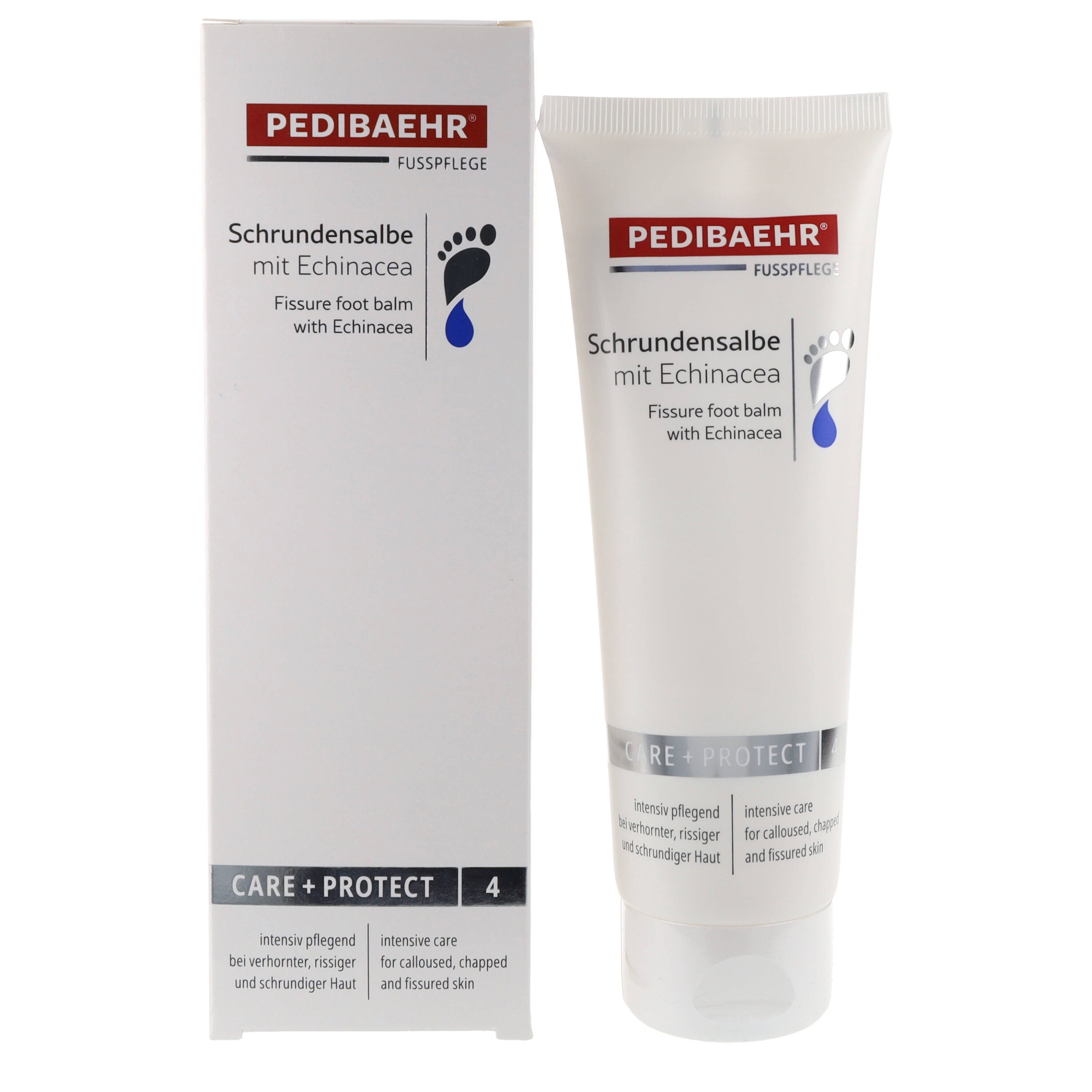 Pedibaehr Fußpflegecreme Pedibaehr Fuß-Schrundensalbe mit Echinacea 125ml reichhaltige Fußpflege, 1-tlg., ideal bei spröder, rissiger, stark verhornter Haut