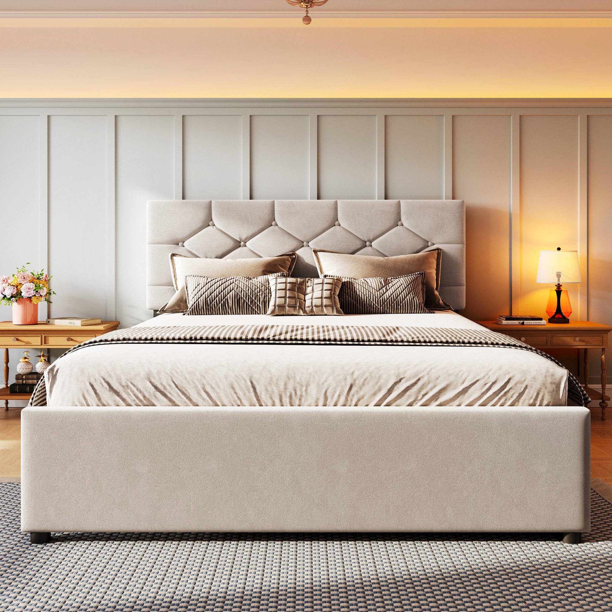 Merax Polsterbett (1-tlg), Doppelbett 140x200cm mit Ausziehbett 90x190cm un günstig online kaufen