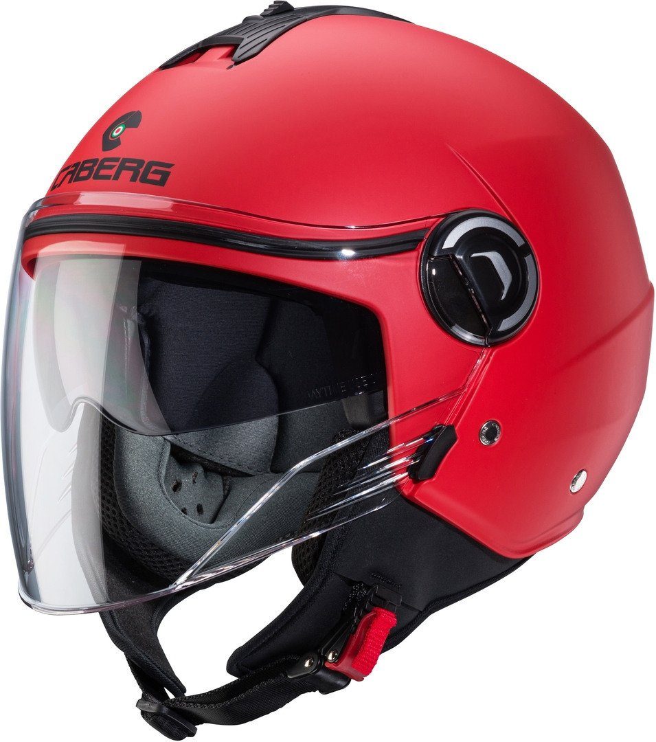 Caberg Motorradhelm Riviera V4 X Jethelm, vorbereitet für Kommunikationssystem,integriertes Sonnenvisier