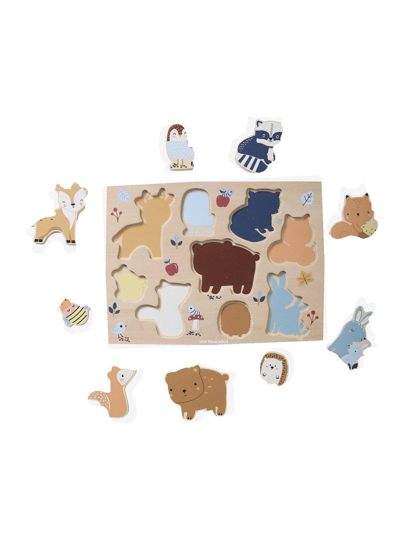 vertbaudet Puzzle Steckpuzzle WALDFREUNDE, Holz FSC®, Puzzleteile