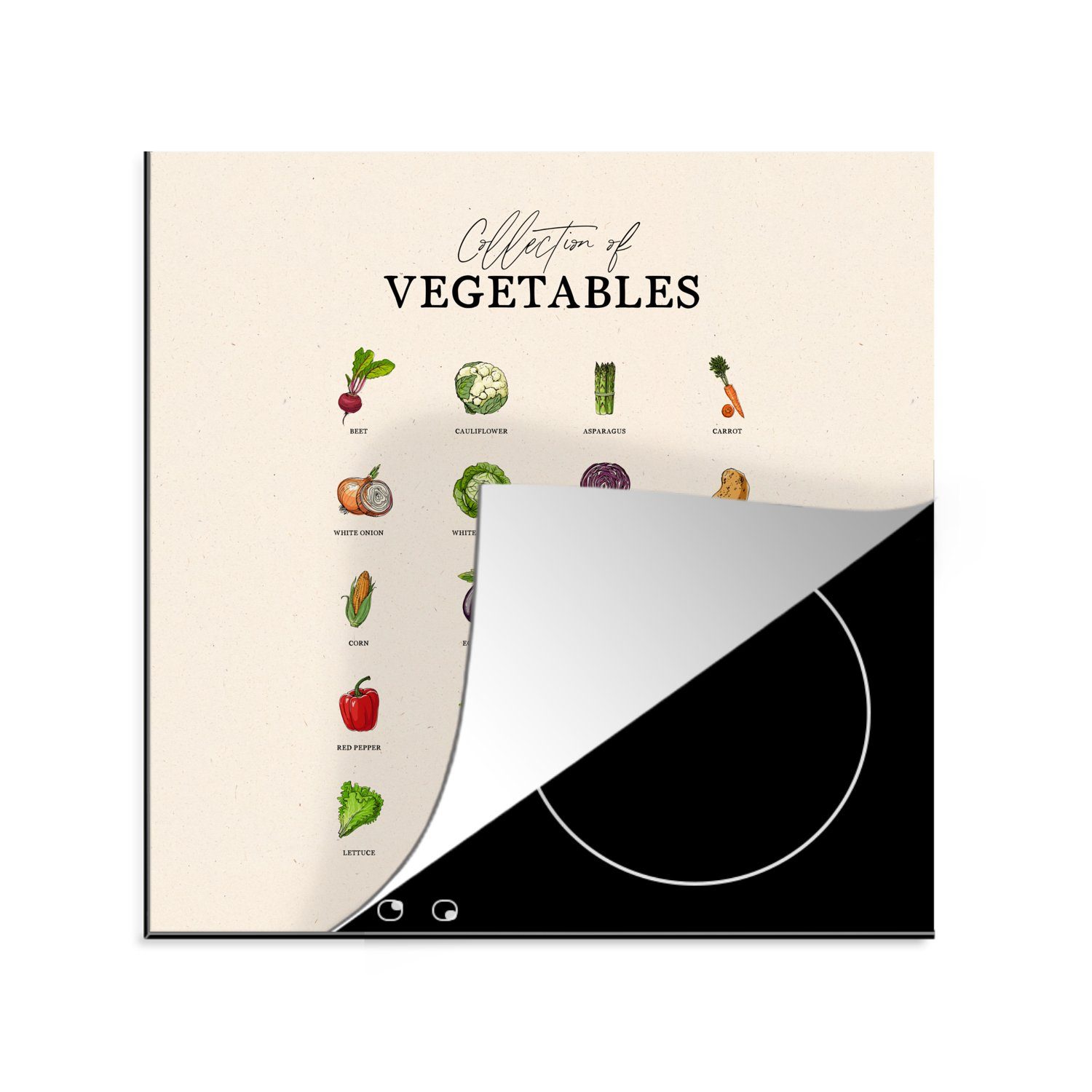 MuchoWow Herdblende-/Abdeckplatte Gemüse - Lebensmittel - Küche, Vinyl, (1 tlg), 78x78 cm, Ceranfeldabdeckung, Arbeitsplatte für küche
