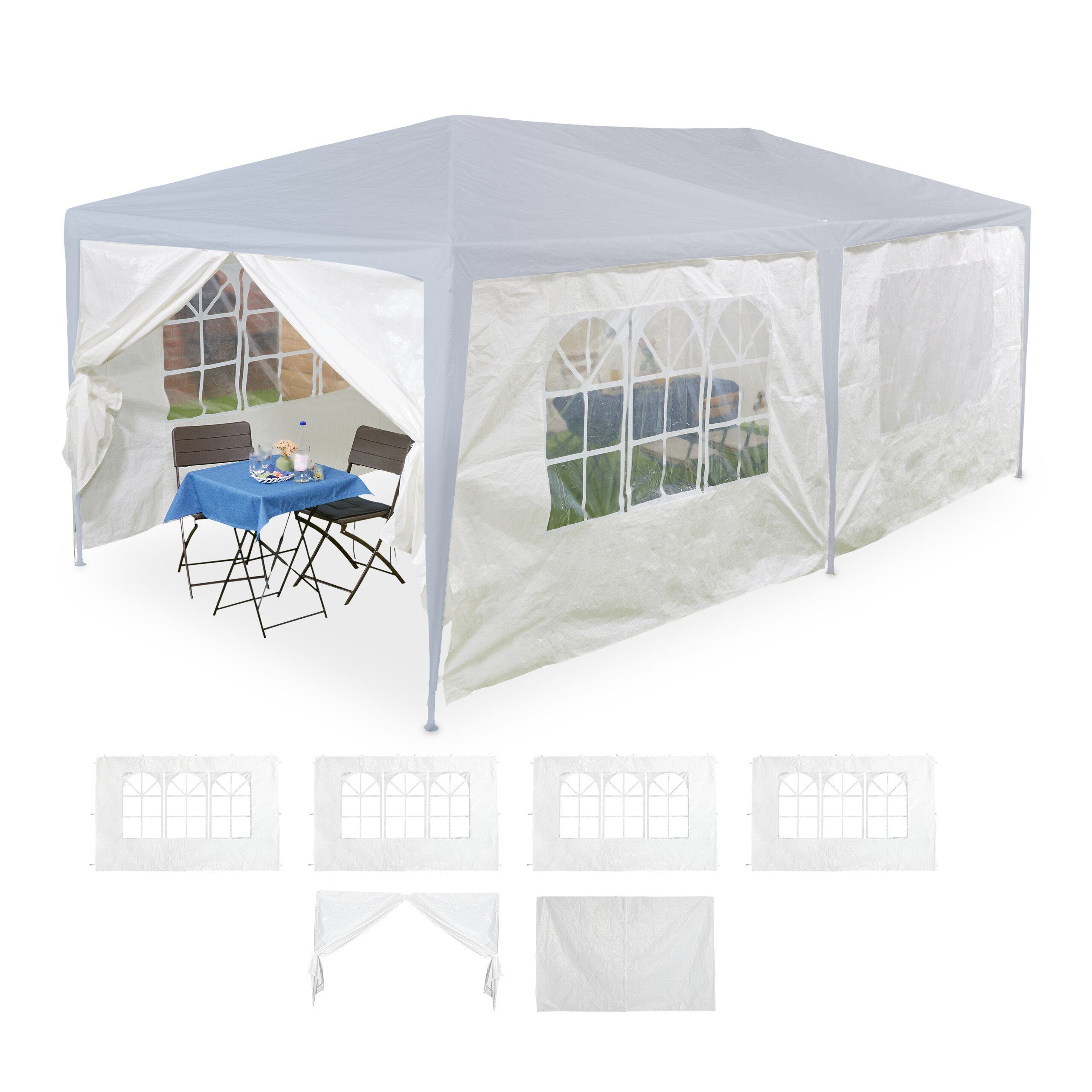 relaxdays Pavillonseitenteil Weiße Pavillon Seitenteile im günstig online kaufen