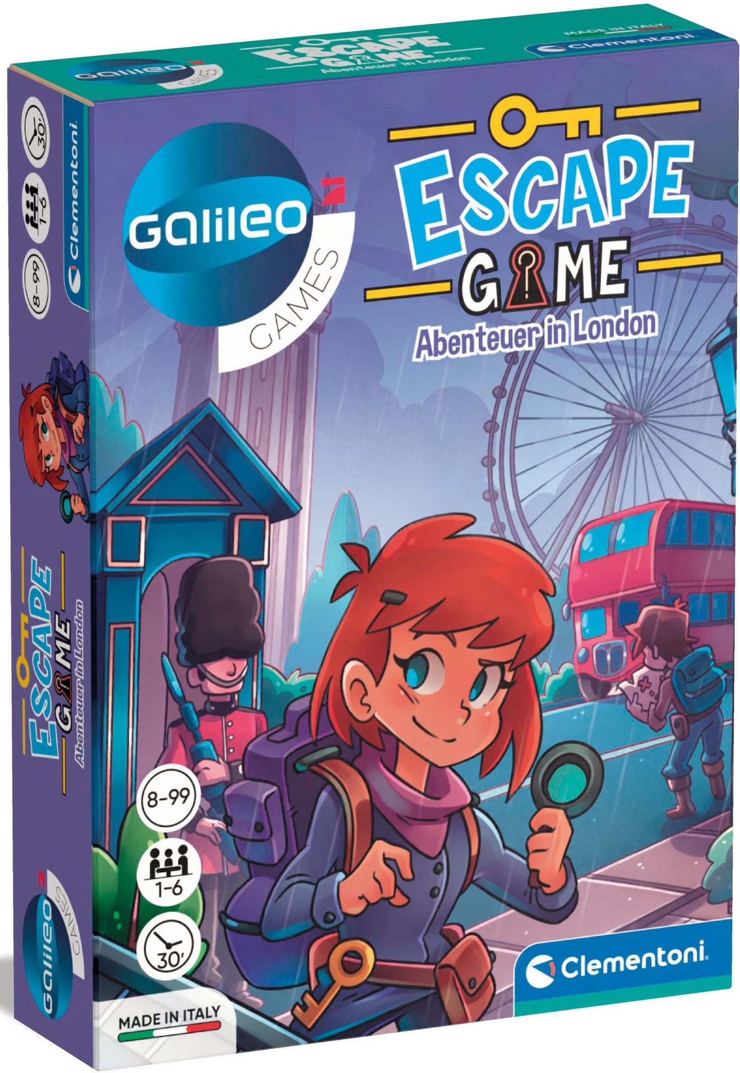 Clementoni® Spiel, Detektivspiel Galileo, Escape Game Abenteuer in London, Made in Europe, FSC® - schützt Wald - weltweit