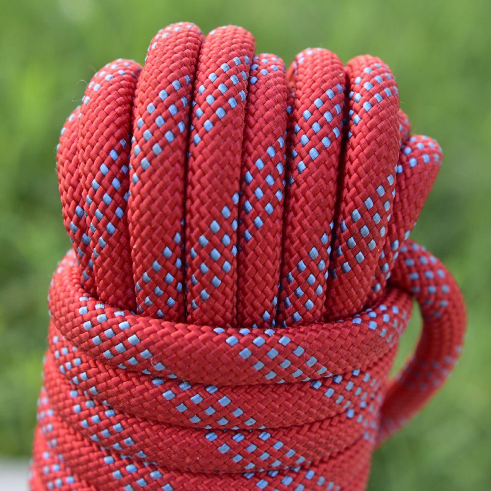 OSTWOLKE Kletterseil Kletterseil Sicherheitsseil 20m Statisches Seil 12mm mit 2 Karabinern, für Wandern Outdoor Bergsteigen Sport Camping