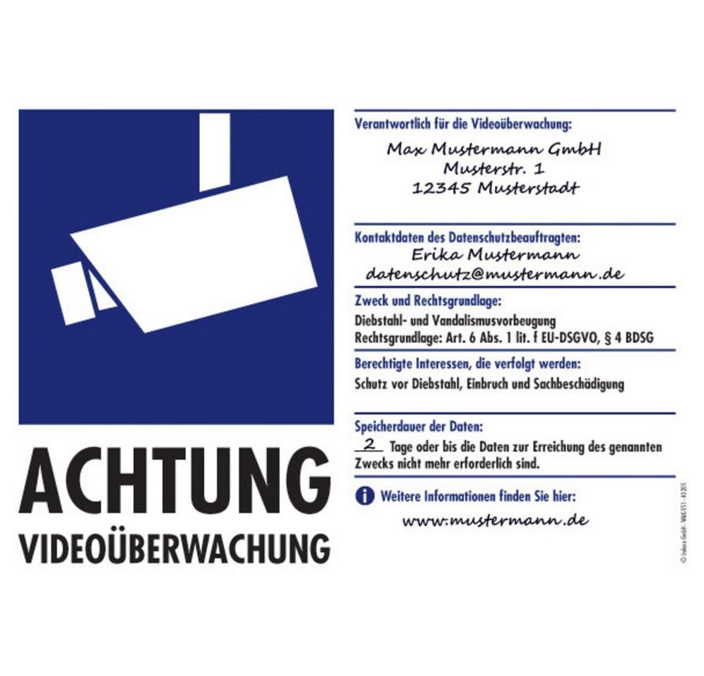 Thumbnail - PENTATECH Warnschild PENTATECH 40205 Warnaufkleber Videoüberwachung (B x H) 210 mm x 148