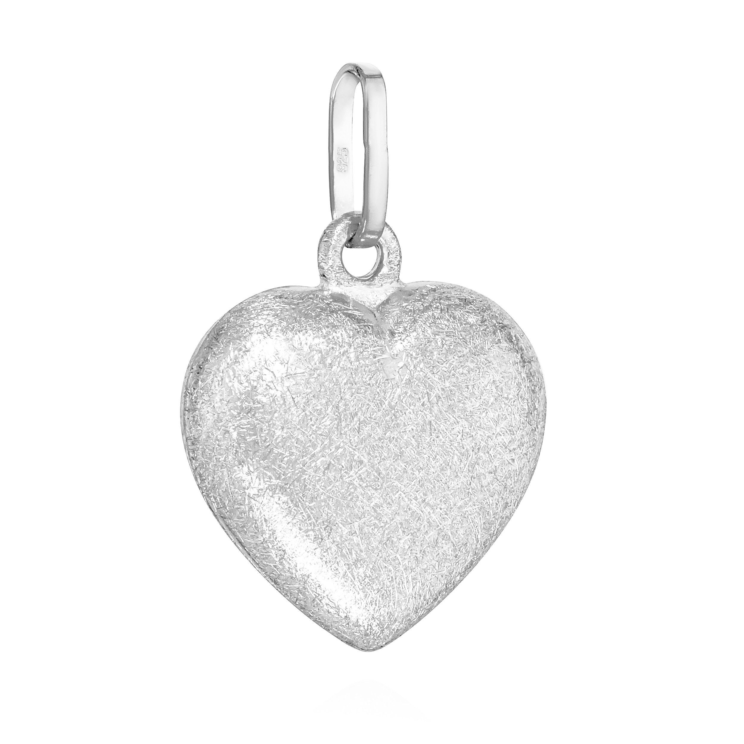 Kettenanhänger Kettenanhänger Herz Eismatt 925 Silber rhodiniert 15x13mm Damen Amulet