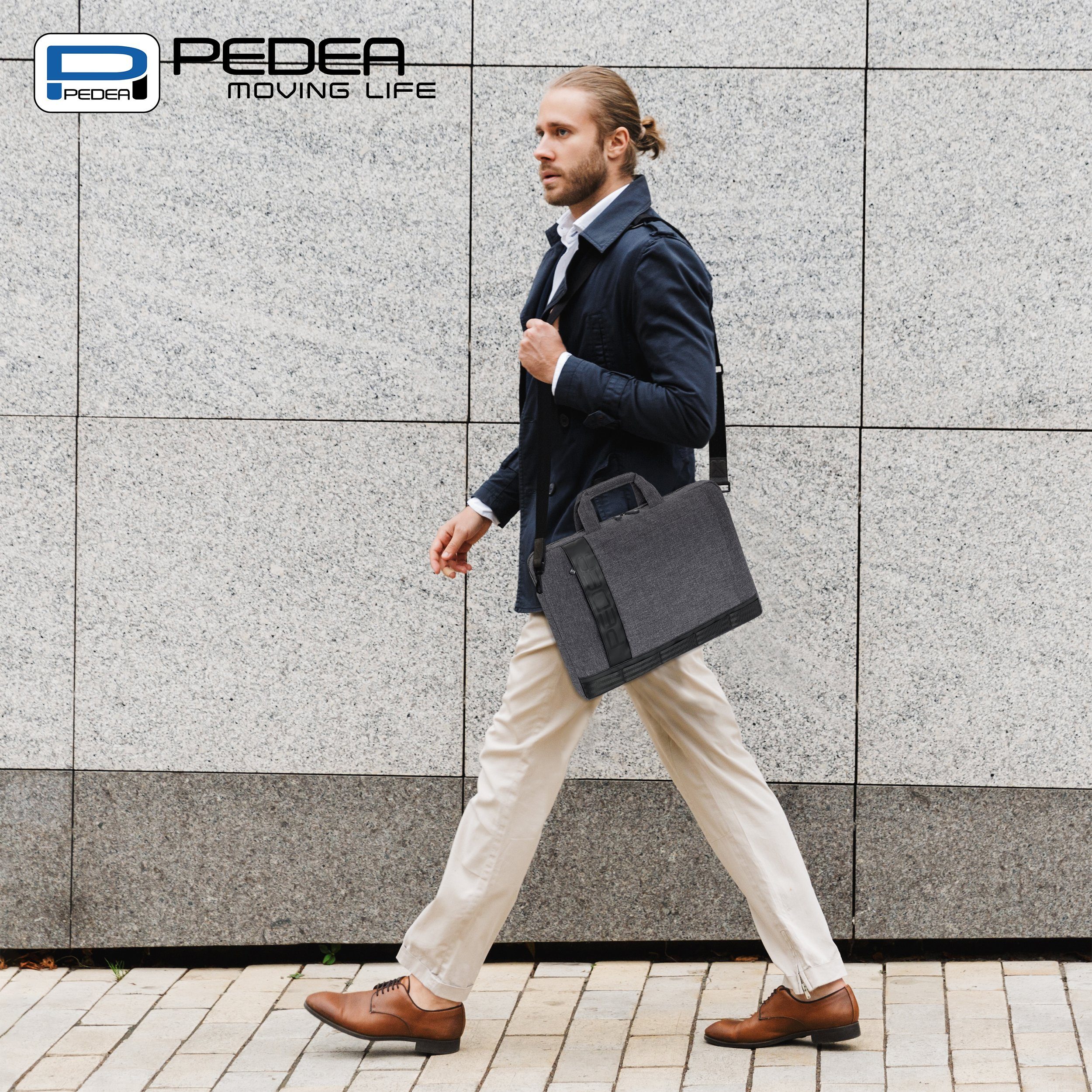 PEDEA Laptoptasche FANCY elegante Umhängetasche 15,6 / 17,3 Zoll (15,6 Zoll (39,6 cm), mit Schultergurt, gepolstert und wasserabweisend