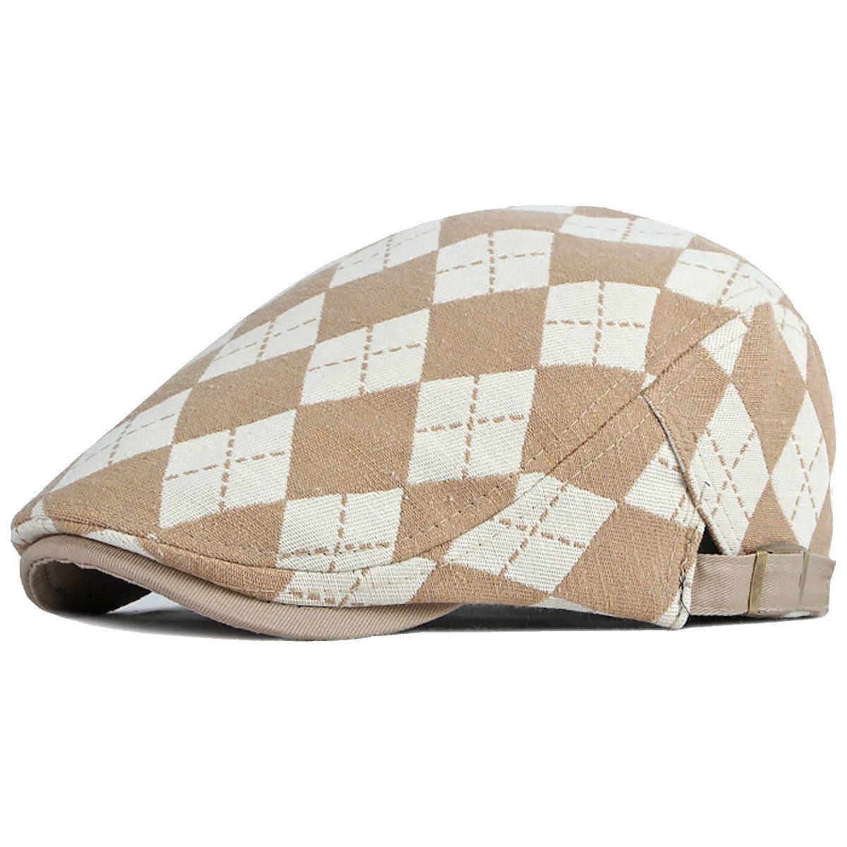 Sporty Flat Cap Gatsby Karo Retro karierte Schirmmütze mit Schirm Schiebermütze