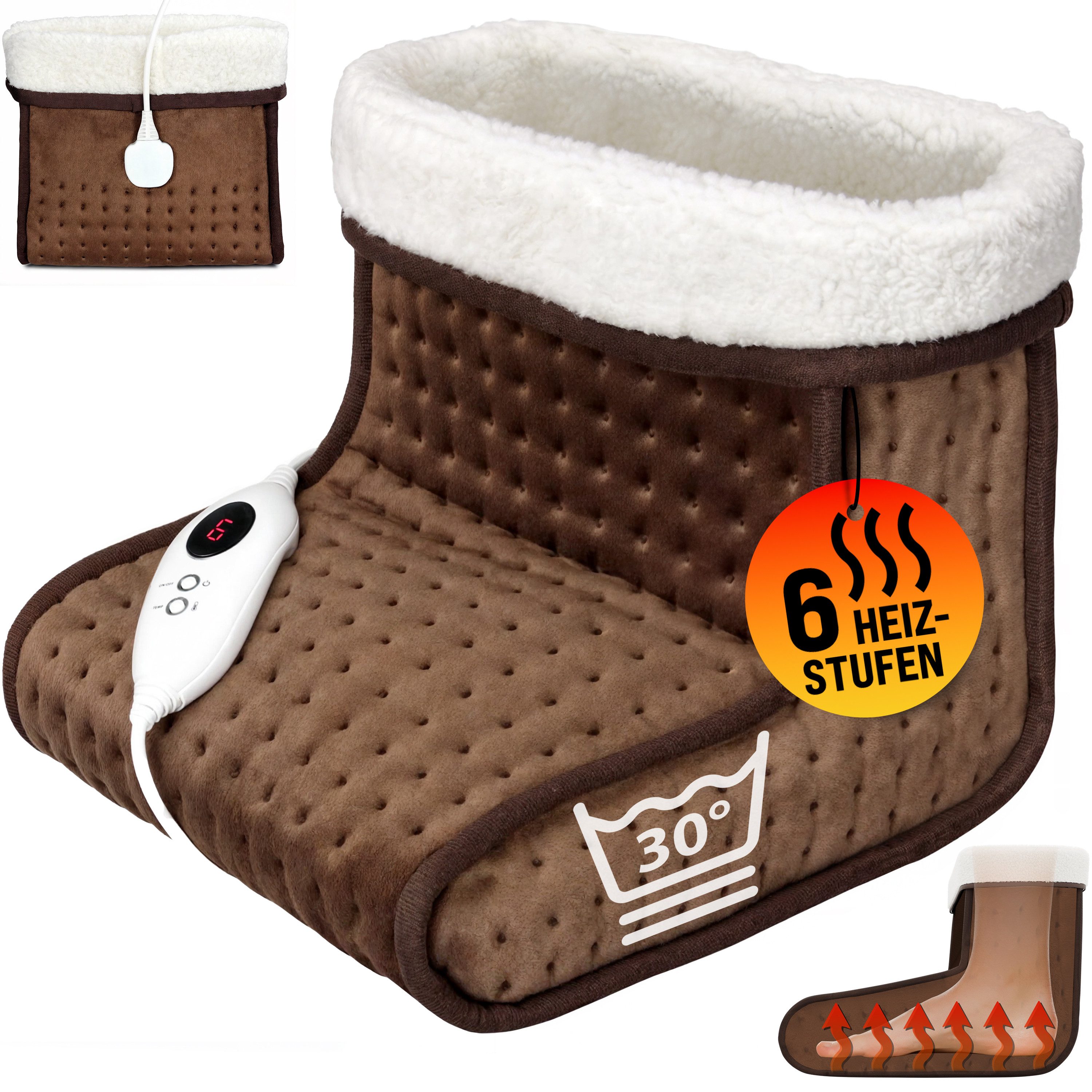 monzana Elektrofußwärmer Elektrofußwärmer, 1-tlg., elektrischer Грелки для ног 6 Heizstufen 90min Timer Размер 47 Fußheizung