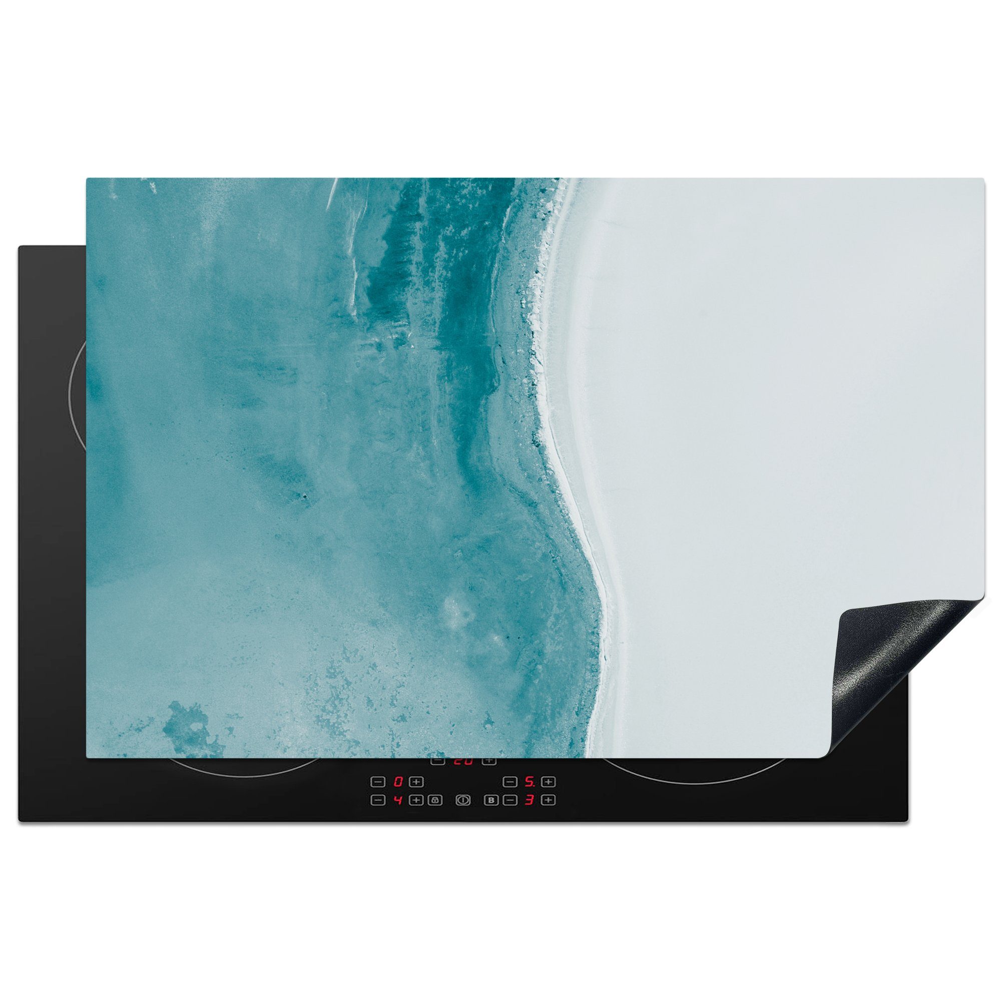 MuchoWow Herdblende-/Abdeckplatte Konvergenz von Salz und Wasser, Vinyl, (1 tlg), 81x52 cm, Induktionskochfeld Schutz für die küche, Ceranfeldabdeckung