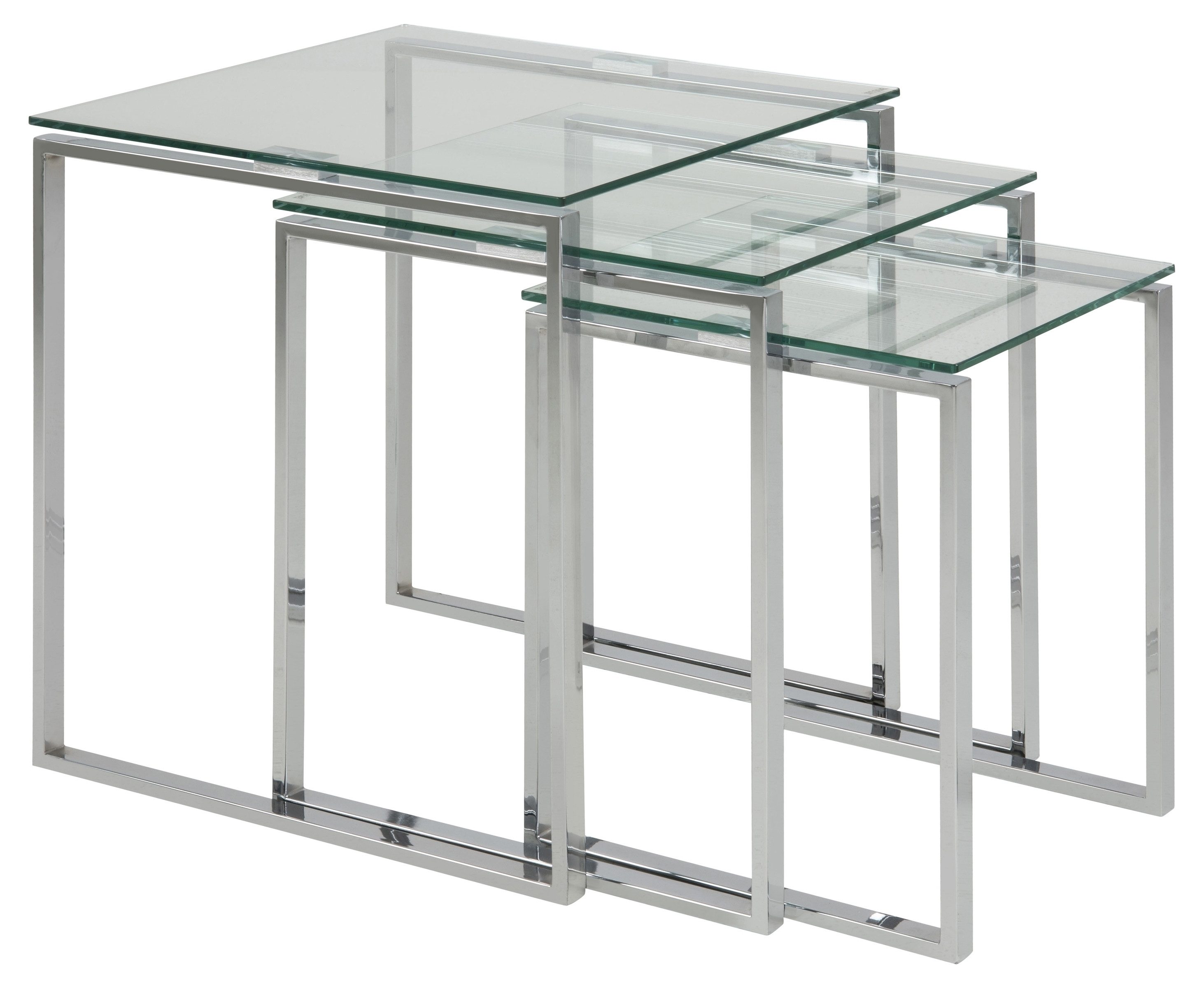 Satztisch (3-teilig) in Klar, Glas - 50x55x50cm (BxHxT)