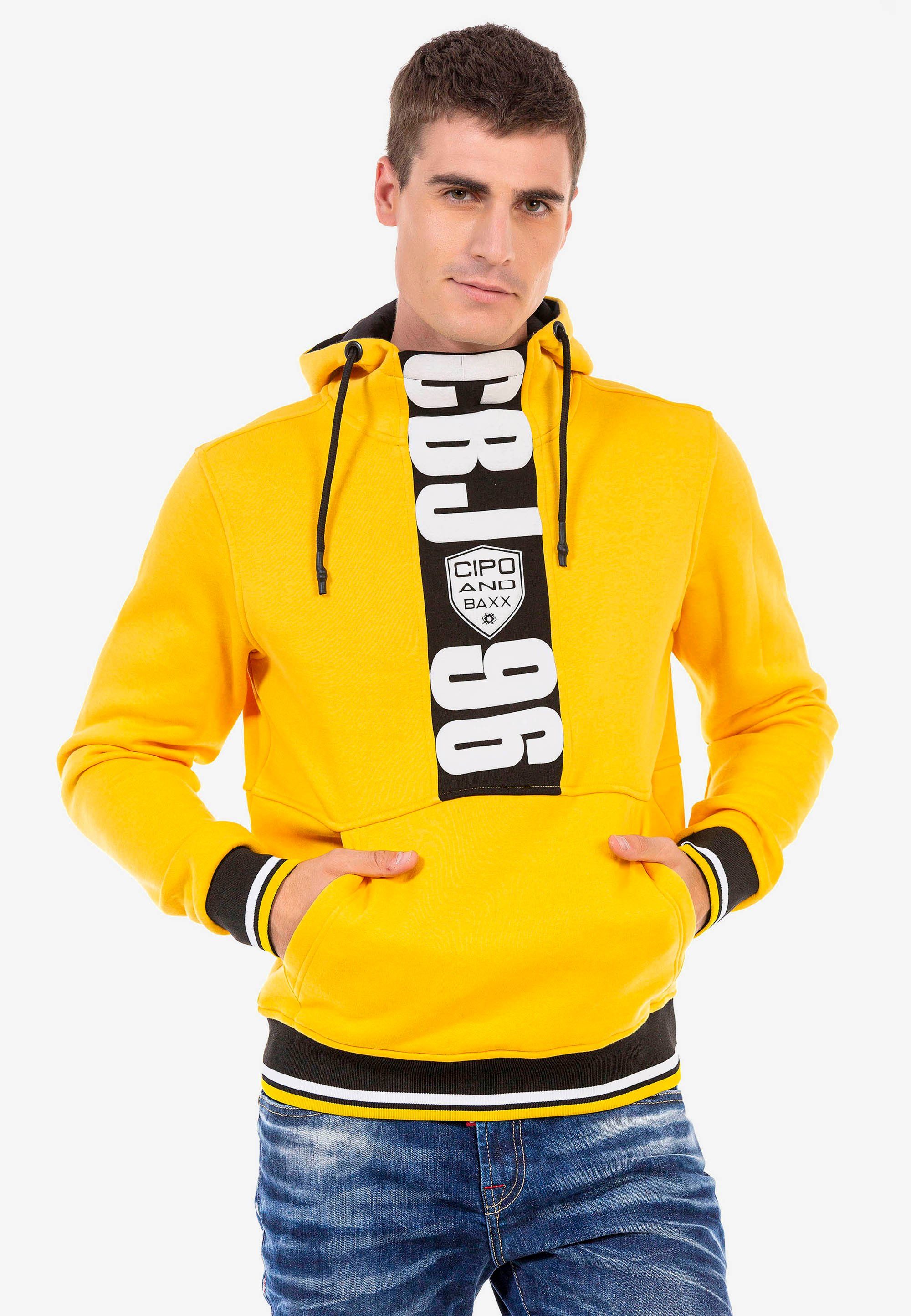 Cipo & Baxx tollen gelb Markenprints mit Kapuzensweatshirt