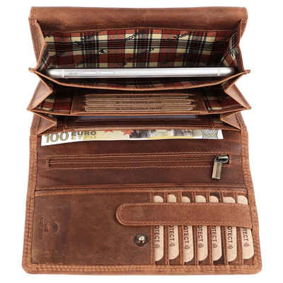 Mercano Geldbörse für Damen aus Echtleder (inkl. Geschenkbox), Doppelnaht, Karten-Sicherheitsbügel, RFID-Schutz, Druckknopfverschluss