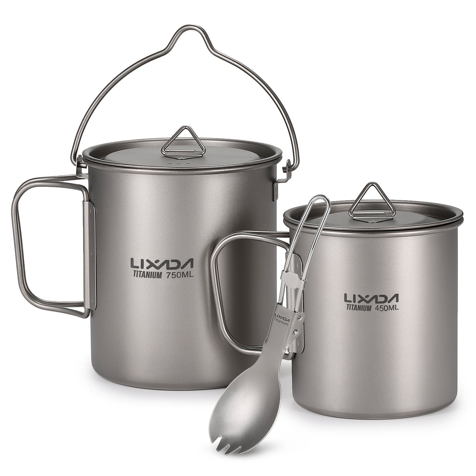 Lixada TopfSet Kochtopfset Titanium Cup Topf,Ultraleicht,Tragbar,zum