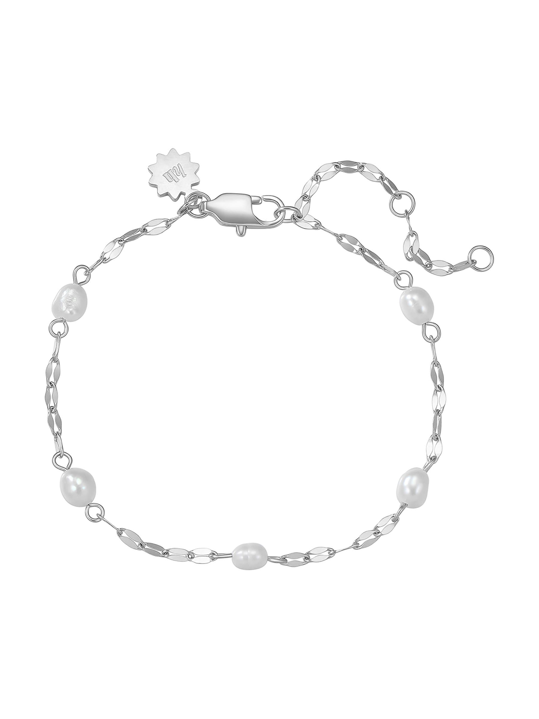 Hey Happiness Perlenarmband 18K Vergoldet – Süßwasserperlen Armkette aus Edelstahl, verstellbarer Damen-Schmuck (15,9-19,7 cm) & Brautschmuck