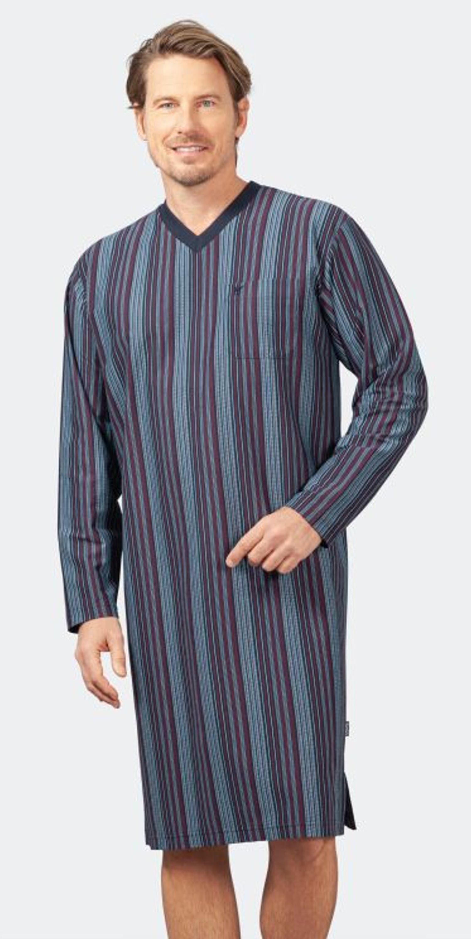 Hajo Nachthemd Herren Nachthemd mit langem Arm (1-tlg) Klima Komfort, Bügelfrei