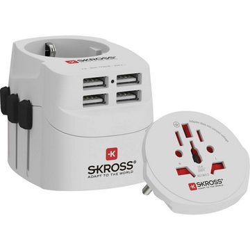 SKROSS 3-Pol Weltreiseadapter mit 4 x USB Anschlüssen Reiseadapter