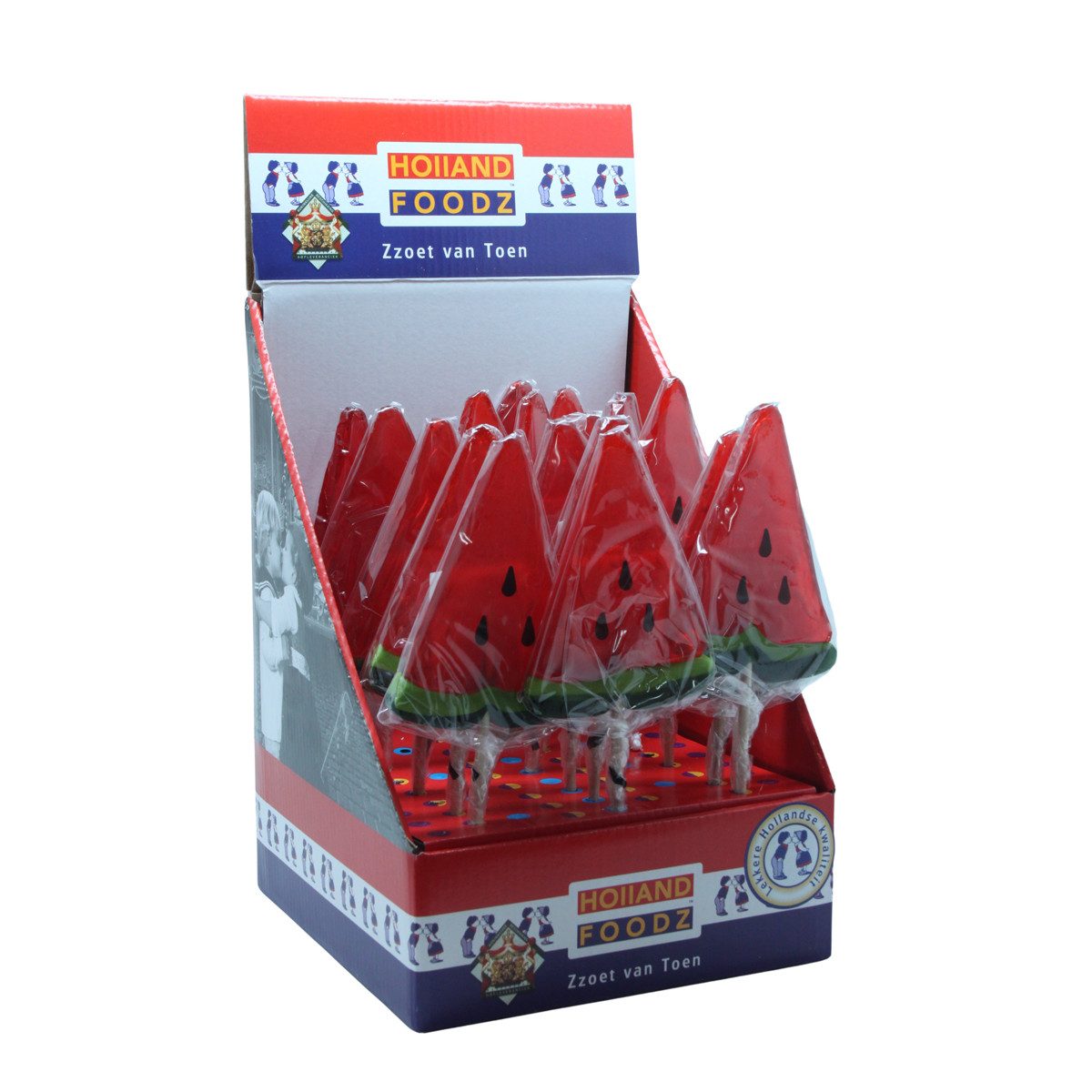 Holland Foodz Süßigkeit, Holland Foodz Lutscher als Wassermelonenstück rot grün 70g 17 Stück