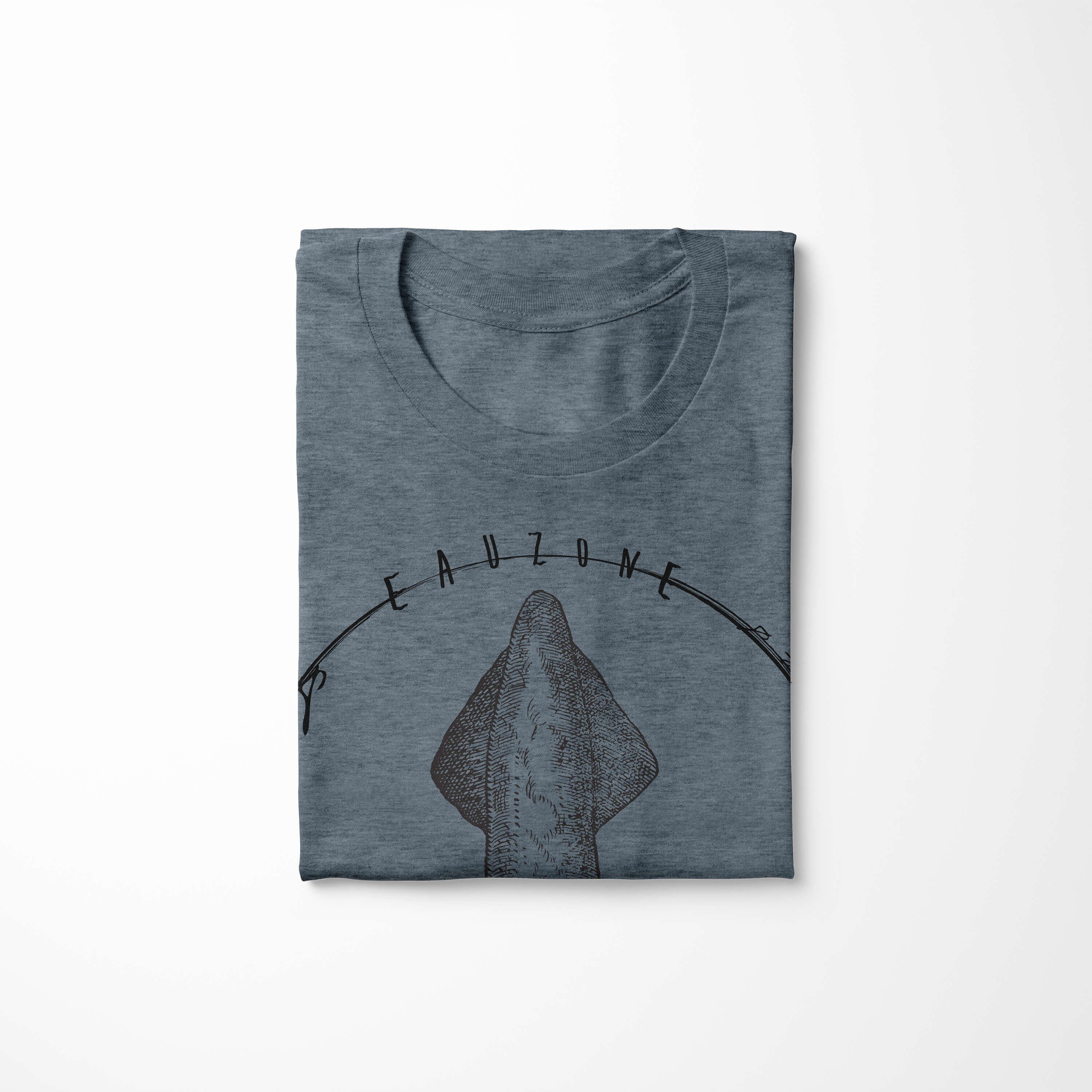 Fische Struktur Sea Indigo Creatures, Sea Schnitt und Serie: sportlicher T-Shirt Sinus Tiefsee Art feine 056 - / T-Shirt