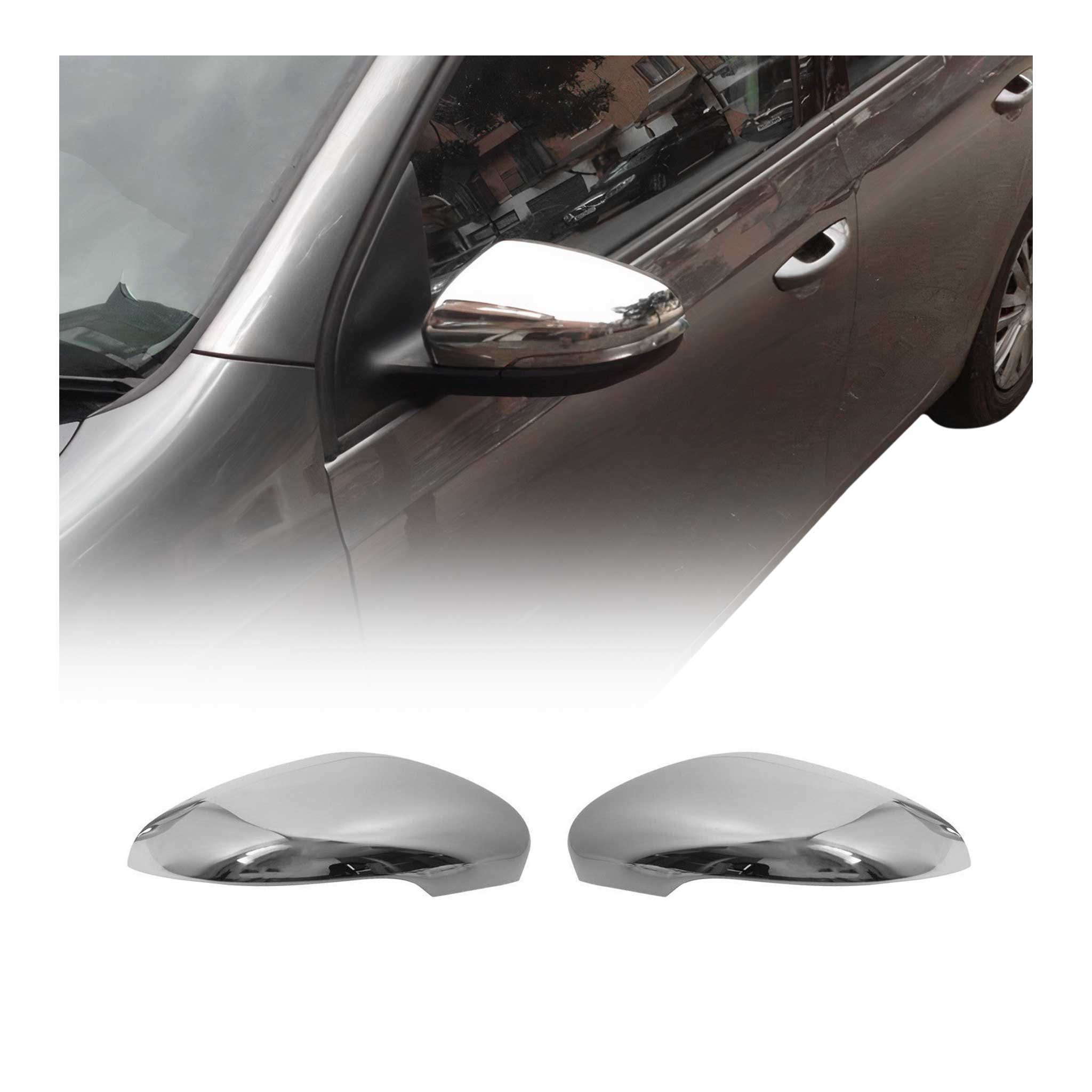 OMAC Zierleisten-Aufkleber Spiegelkappen für VW Golf 2008-2014 Edelstahl Silber 2tlg, (2tlg), Langlebig,Einfache Reinigung,Einfache Installation,Rostbeständig