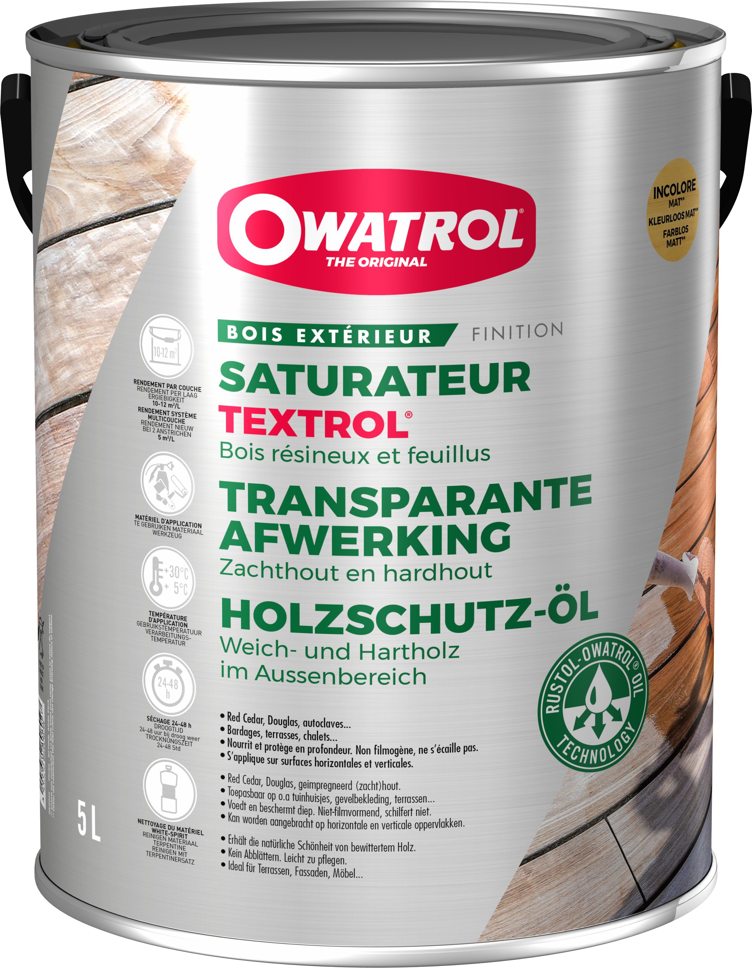 den Holzöl Holzöl TEXTROL - [5L] OWATROL transparent Außenbereich für