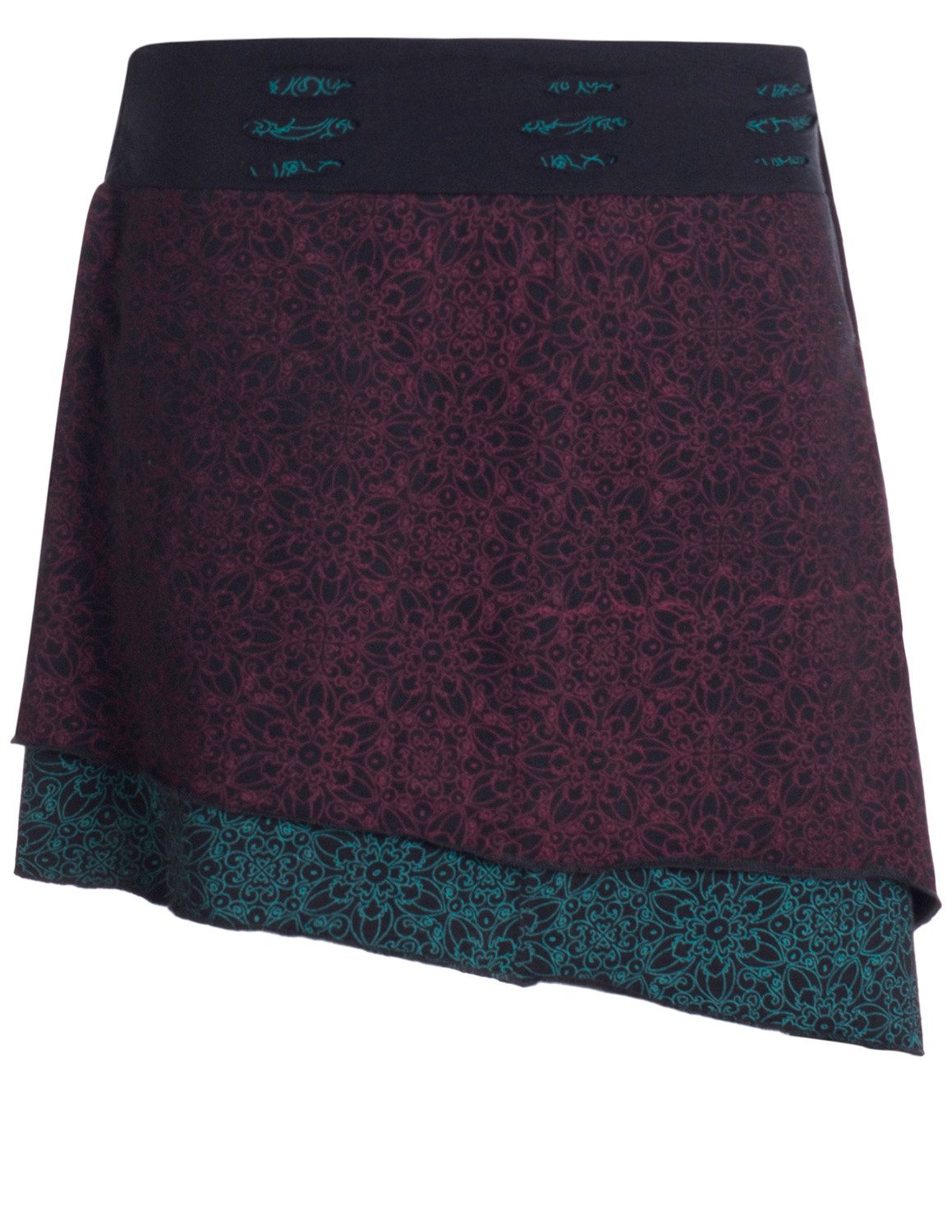 Vishes Minirock Mini-Rock Blumen-Muster extra breiter Bund mit Kordel-Zug und Taschen Alternative Bekleidung, Ethno, Hippie, Retro Style