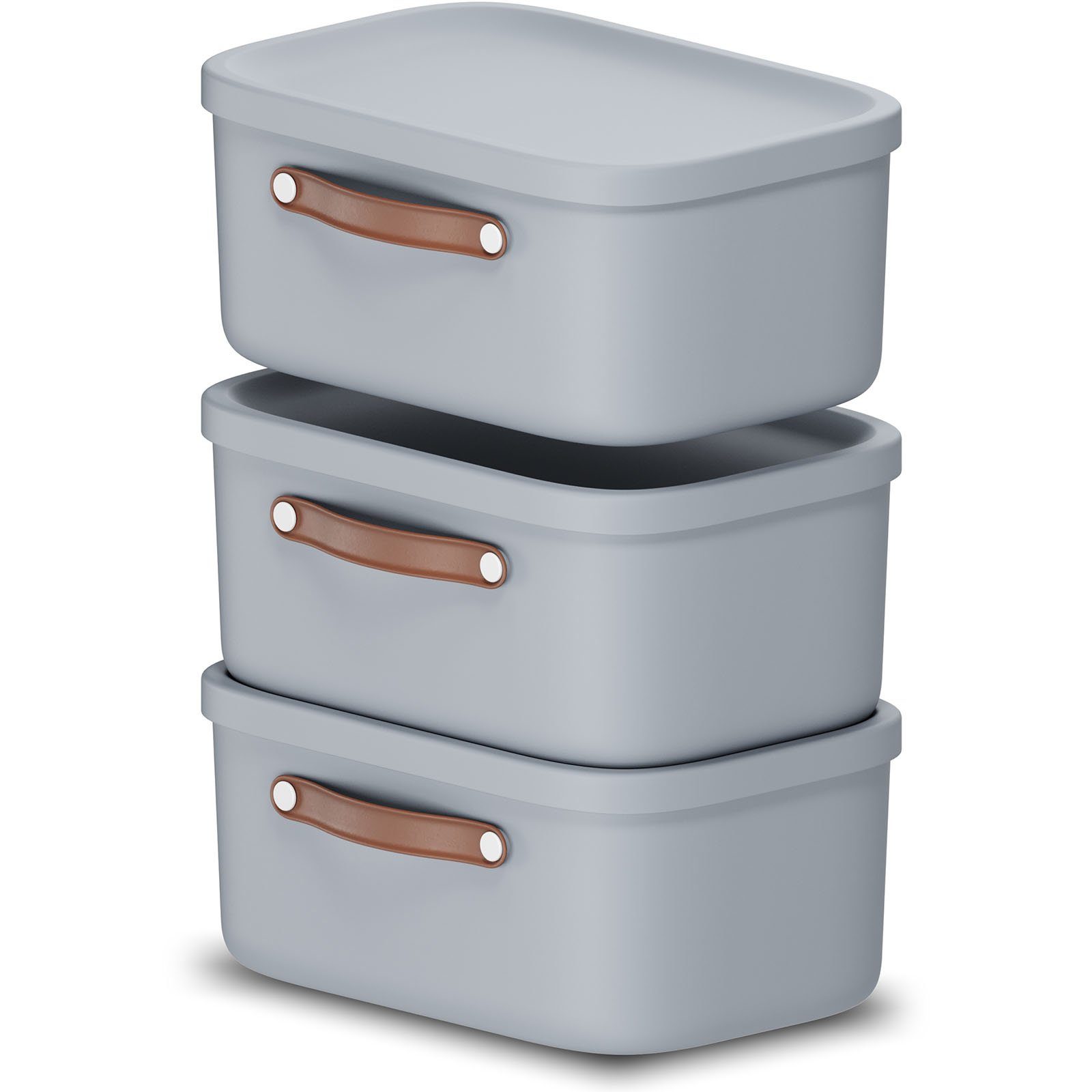 Stapelbox 3er-Set Kiste mit Deckel Maloja 12l
