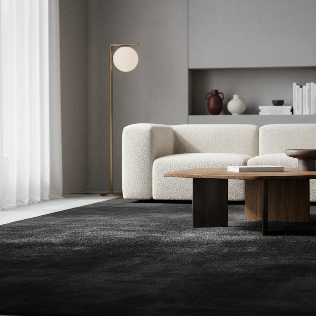 KADIMA DESIGN Teppich ISAR Wohnzimmer Waschbar Schlafzimmer Wohnzimmerteppich Esszimmer Uni, Rechteckig, Höhe: 13 mm, Schwarz, 60x100 cm, Strapazierfähig Esszimmerteppich Waschbar