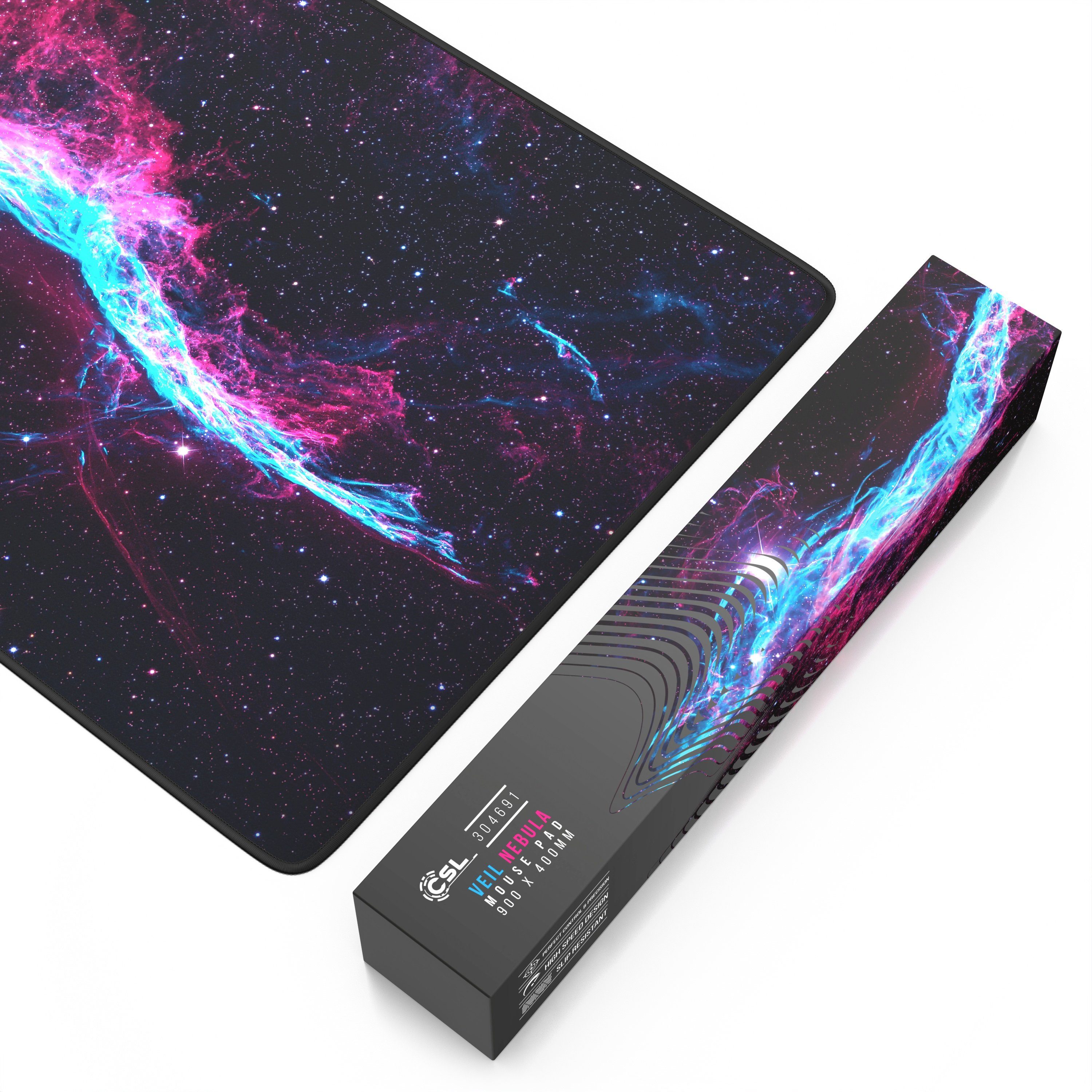 CSL Gaming Mauspad XXL Speed Mousepad 900 x 400 x 3 mm, große Tischunterlage (1-St), rutschfest, abwaschbar, Geschwindigkeit & Präzision, Galaxie Speed – Bild 4 von 5