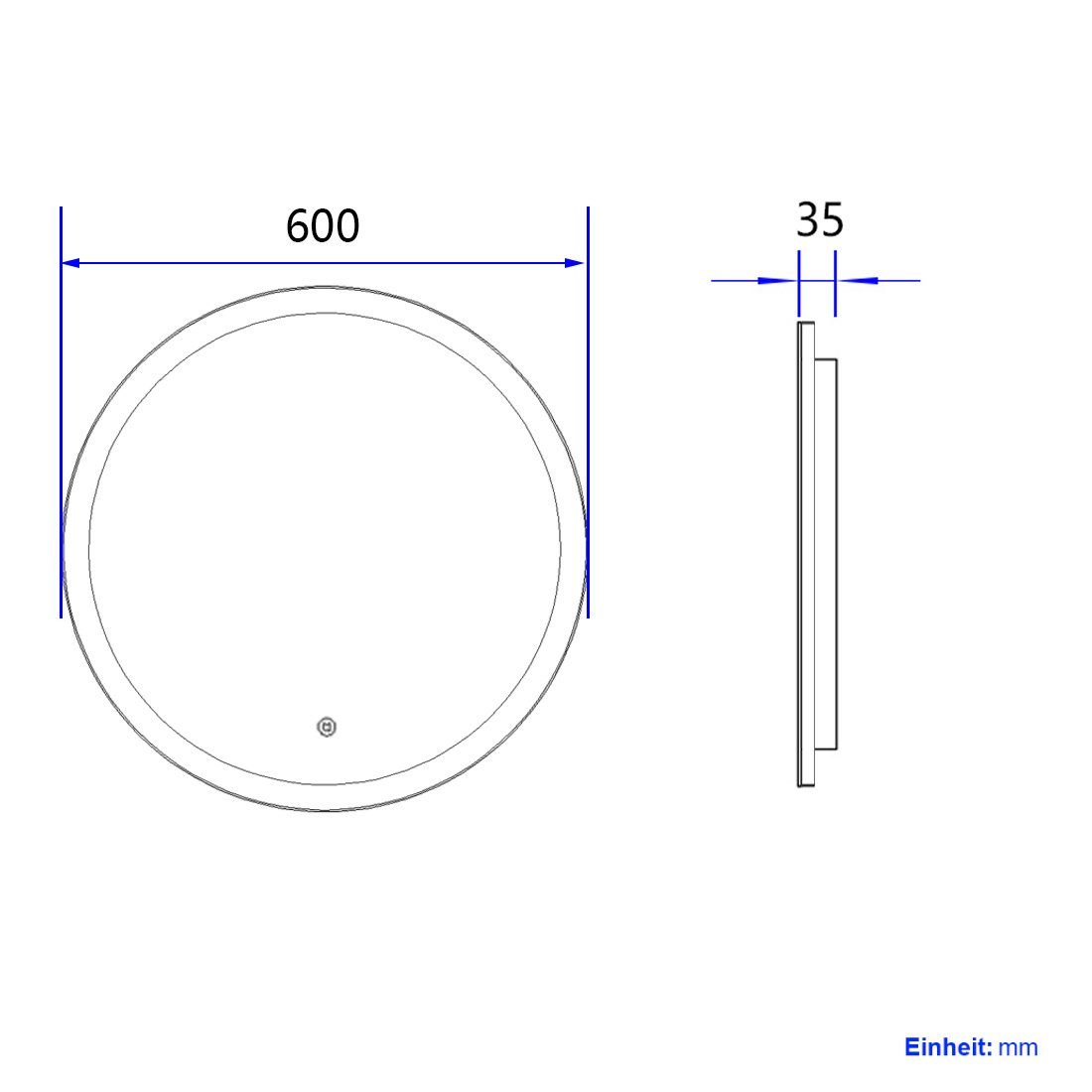 EMKE Badspiegel EMKE Badspiegel mit Badezimmerspiegel, A) Rund LED Touch-Schalter(Type Beleuchtung, mit