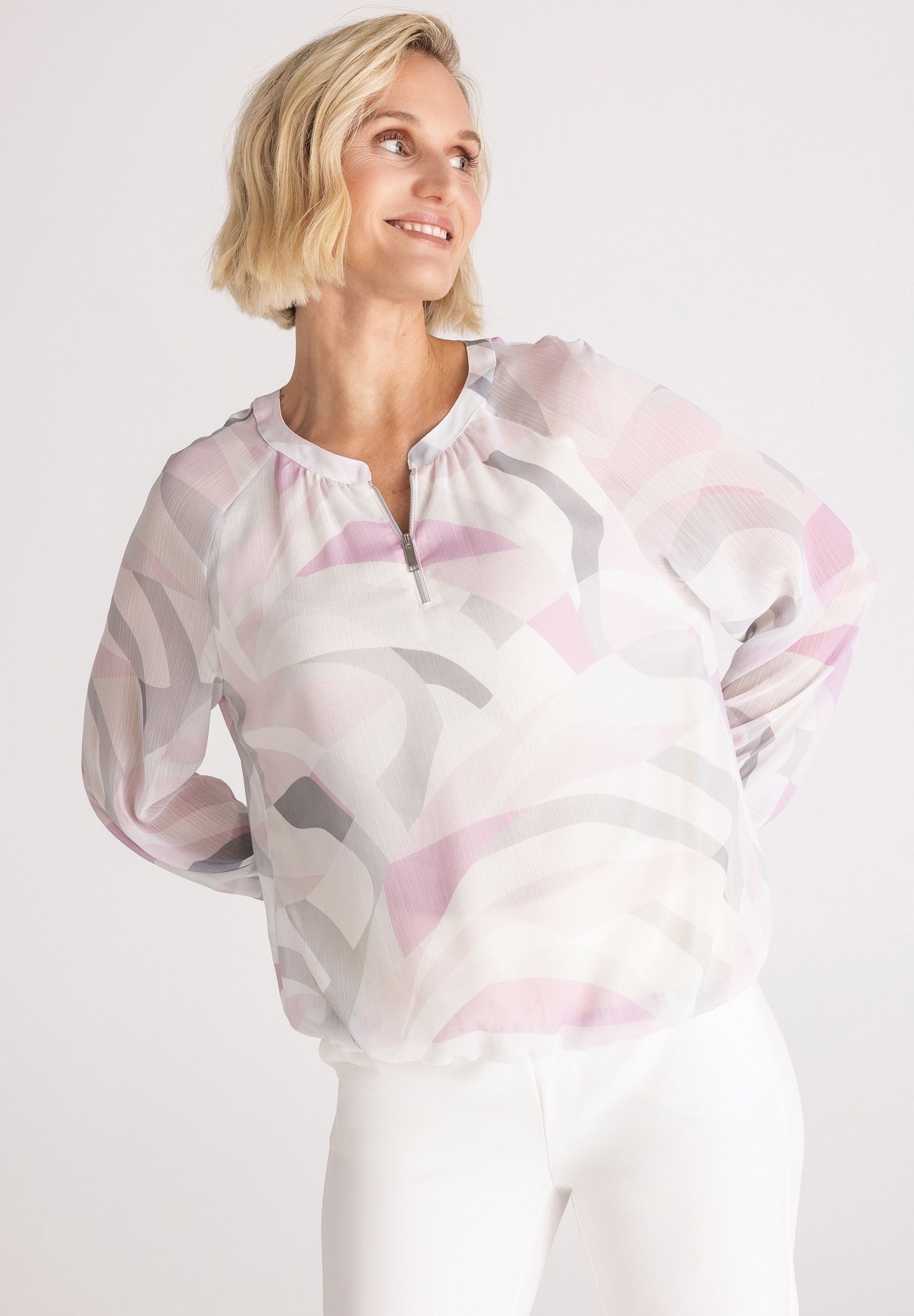 FRANK WALDER Klassische Bluse mit Elastikbund