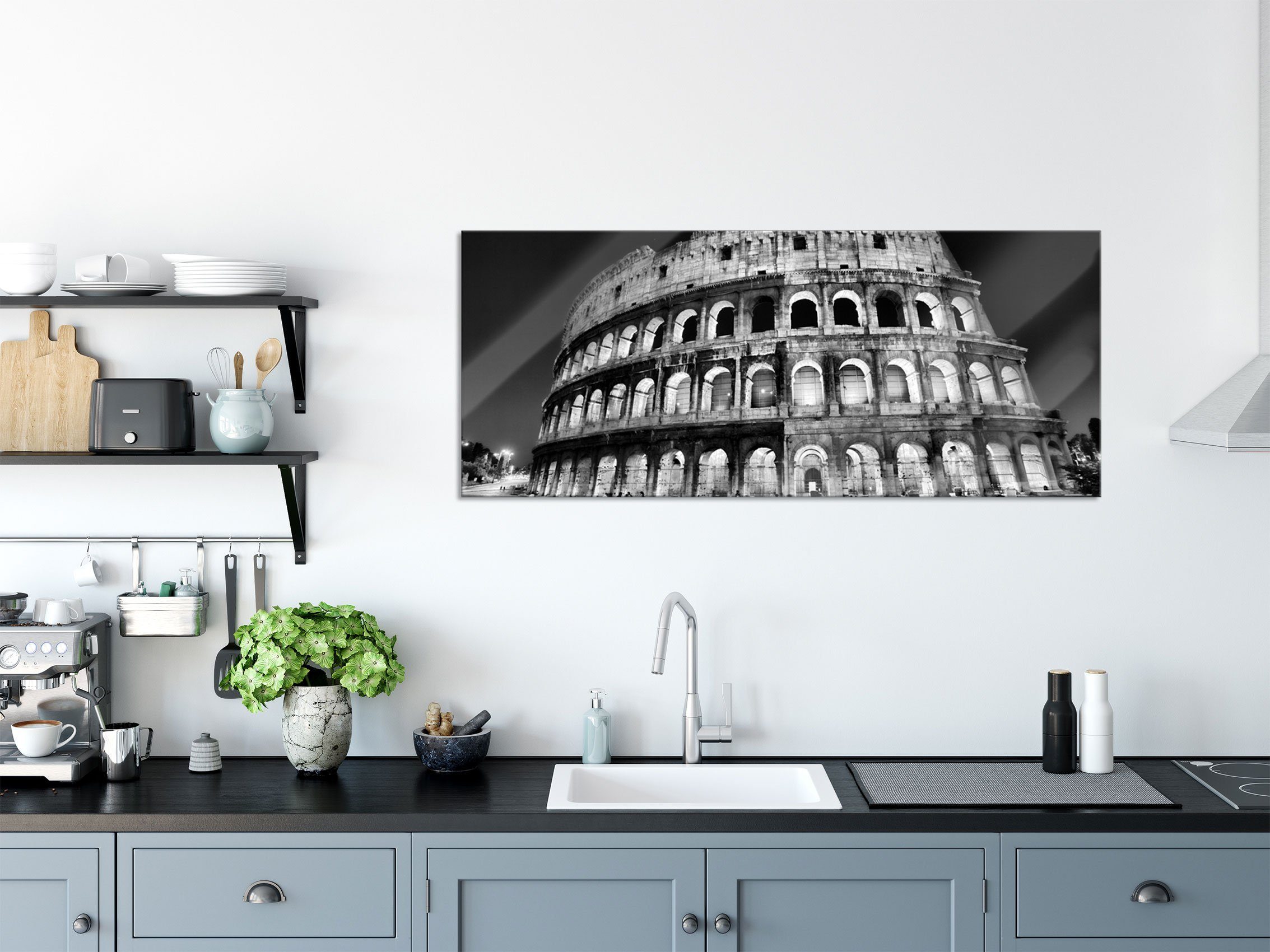 Pixxprint Glasbild Colosseum in Rom Italien Italy, Colosseum in Rom Italien Italy (1 St), Glasbild aus Echtglas, inkl. Aufhängungen und Abstandshalter