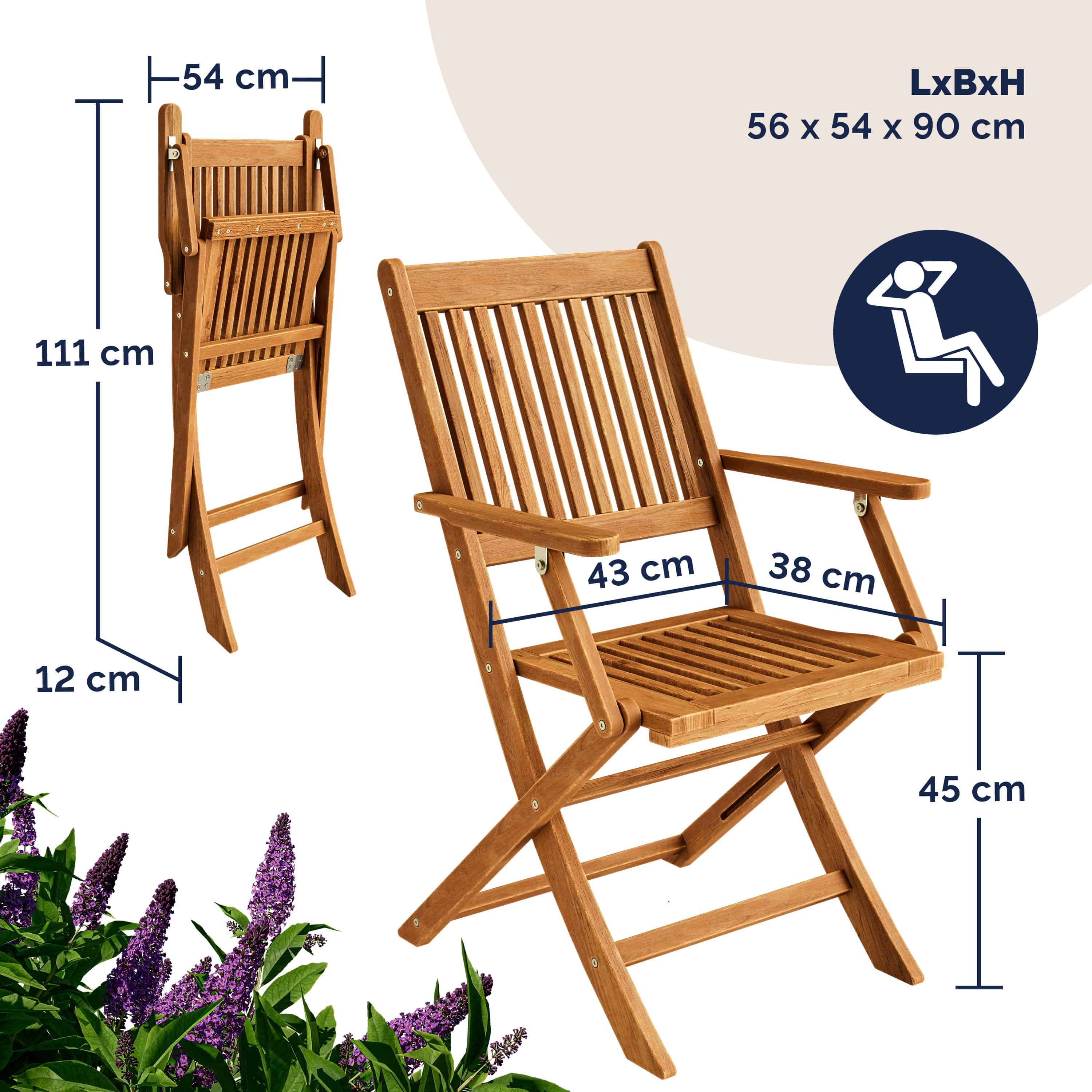 Casaria Balkonset, (3-tlg), Set 2 Personen Holz FSC®-zertifizierte Stühle 160kg Belastbar Balkon