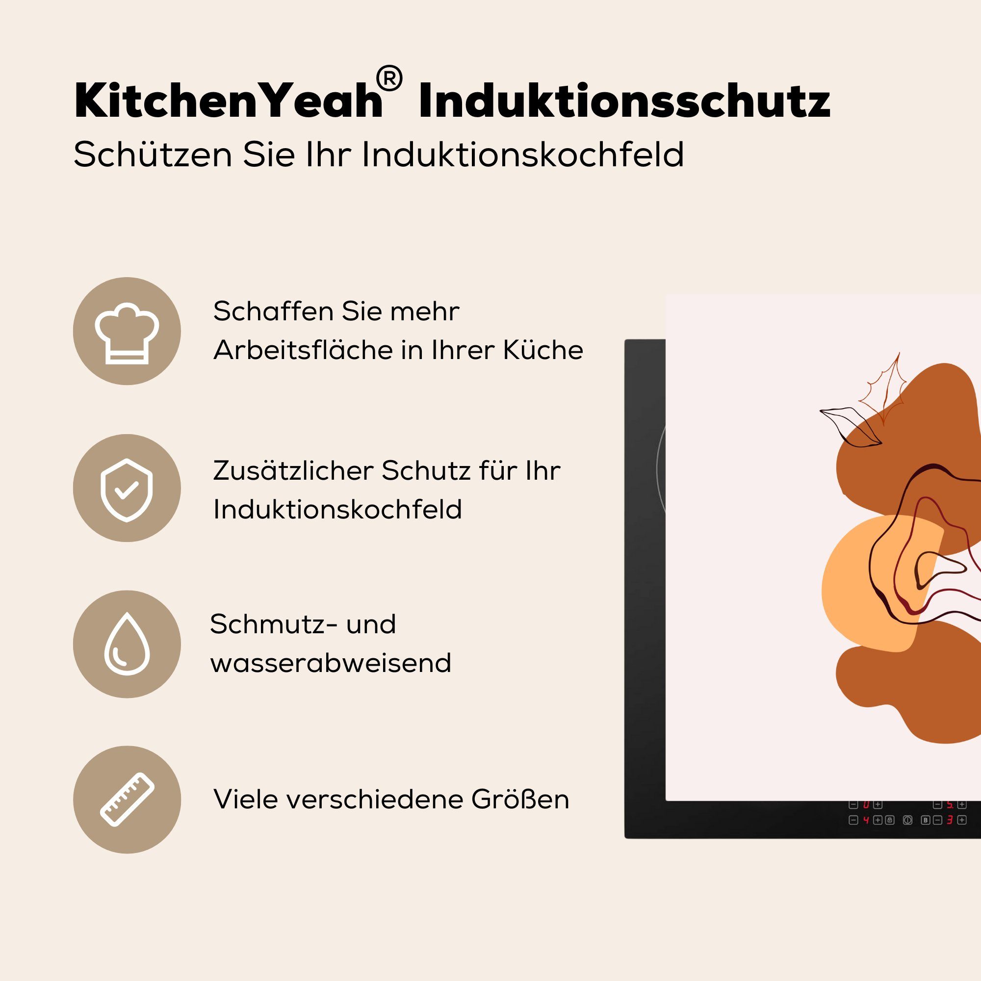 Vinyl, küche Herdblende-/Abdeckplatte MuchoWow (1 für - Winter Abstrakt, tlg), - Ceranfeldabdeckung, 78x78 cm, Arbeitsplatte Design