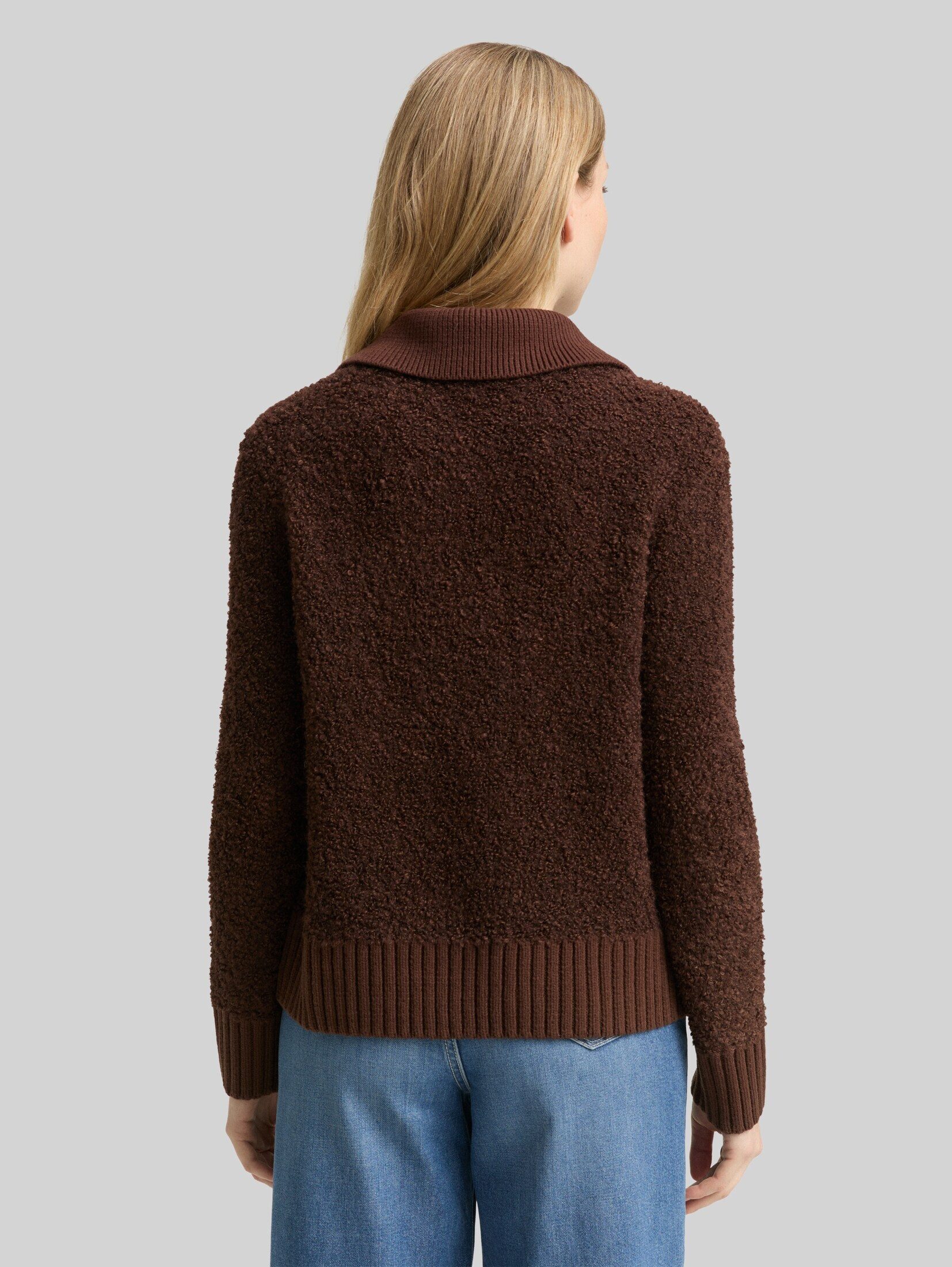 TOM TAILOR Strickpullover Pullover & Strickjacken Bouclé Strickpullover mit Kragen