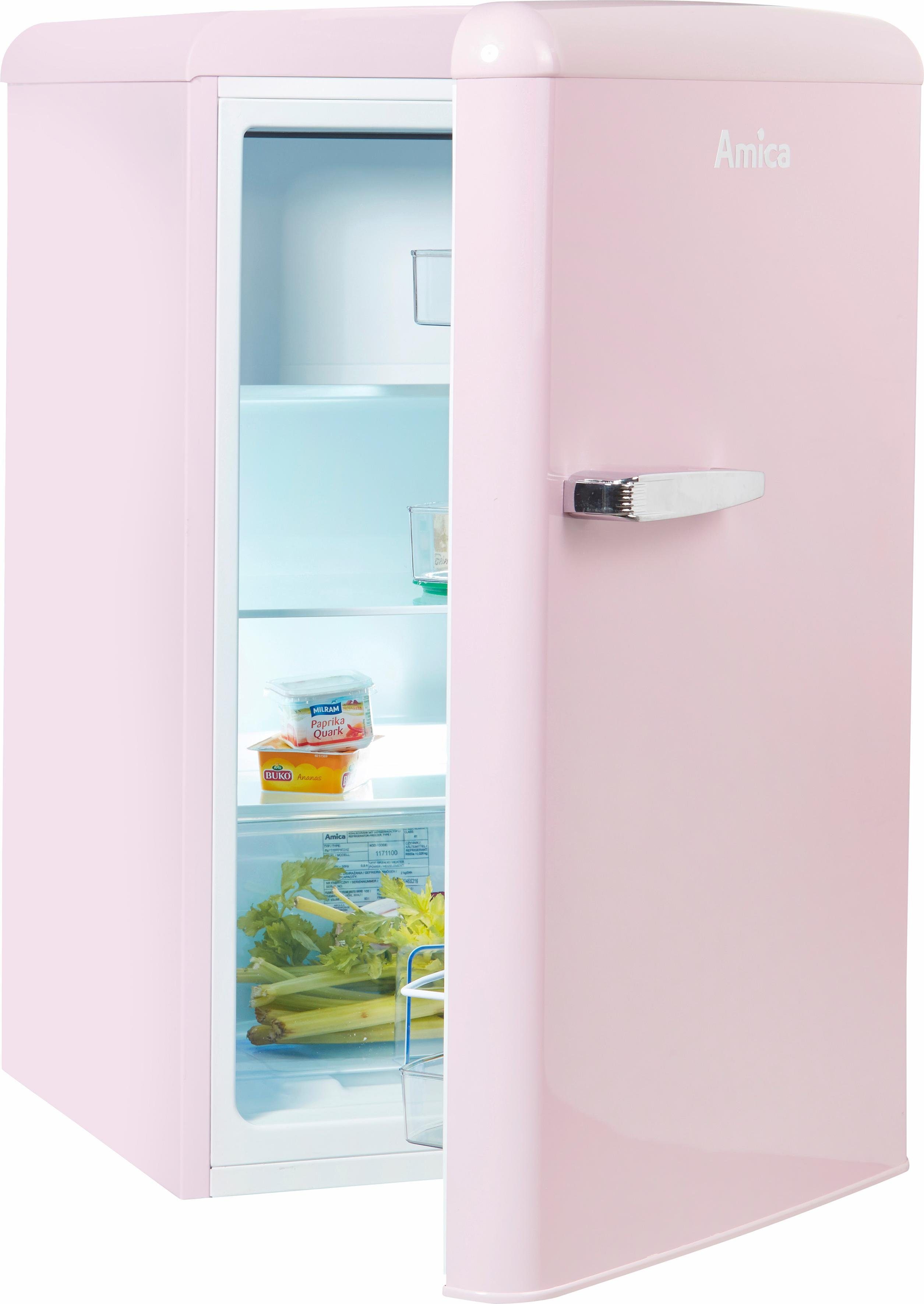 Amica Table Top Kühlschrank KS 15616 P, 87,5 cm hoch, 55 cm breit pink | Retrokühlschränke