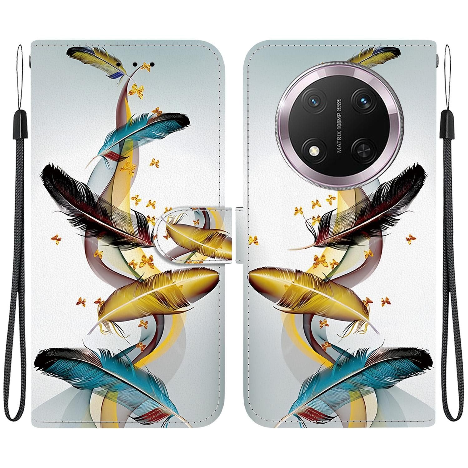 Wigento Smartphone-Hülle Für Honor Magic 7 Lite / X9c Kunstleder Book Wallet Motiv Tasche Hülle, Kunst-Leder Schutzhülle magnetischer Verschluss