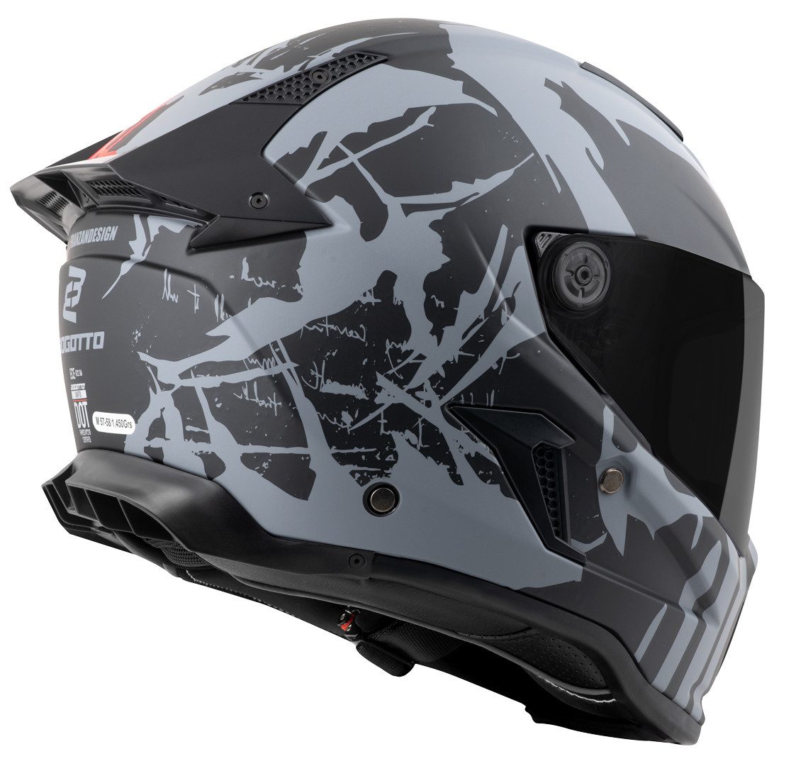 Bogotto Motorradhelm Rapto Demon Helm, vorbereitet für Kommunikationssystem,geeignet für Brillenträger,v