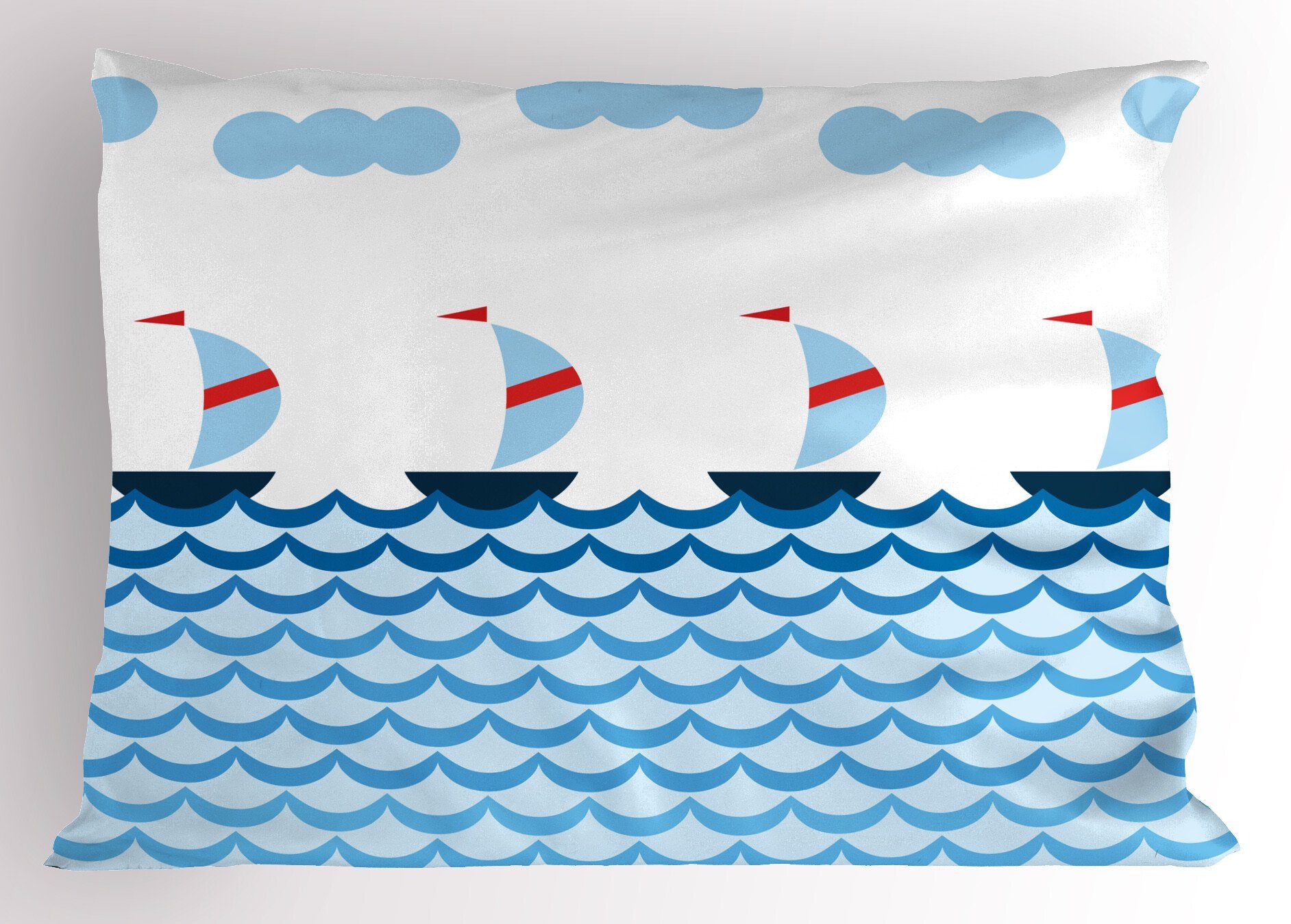 Kissenbezüge Dekorativer Standard King Size Gedruckter Kissenbezug, Abakuhaus (1 Stück), Segeln Segelboote auf Wellen