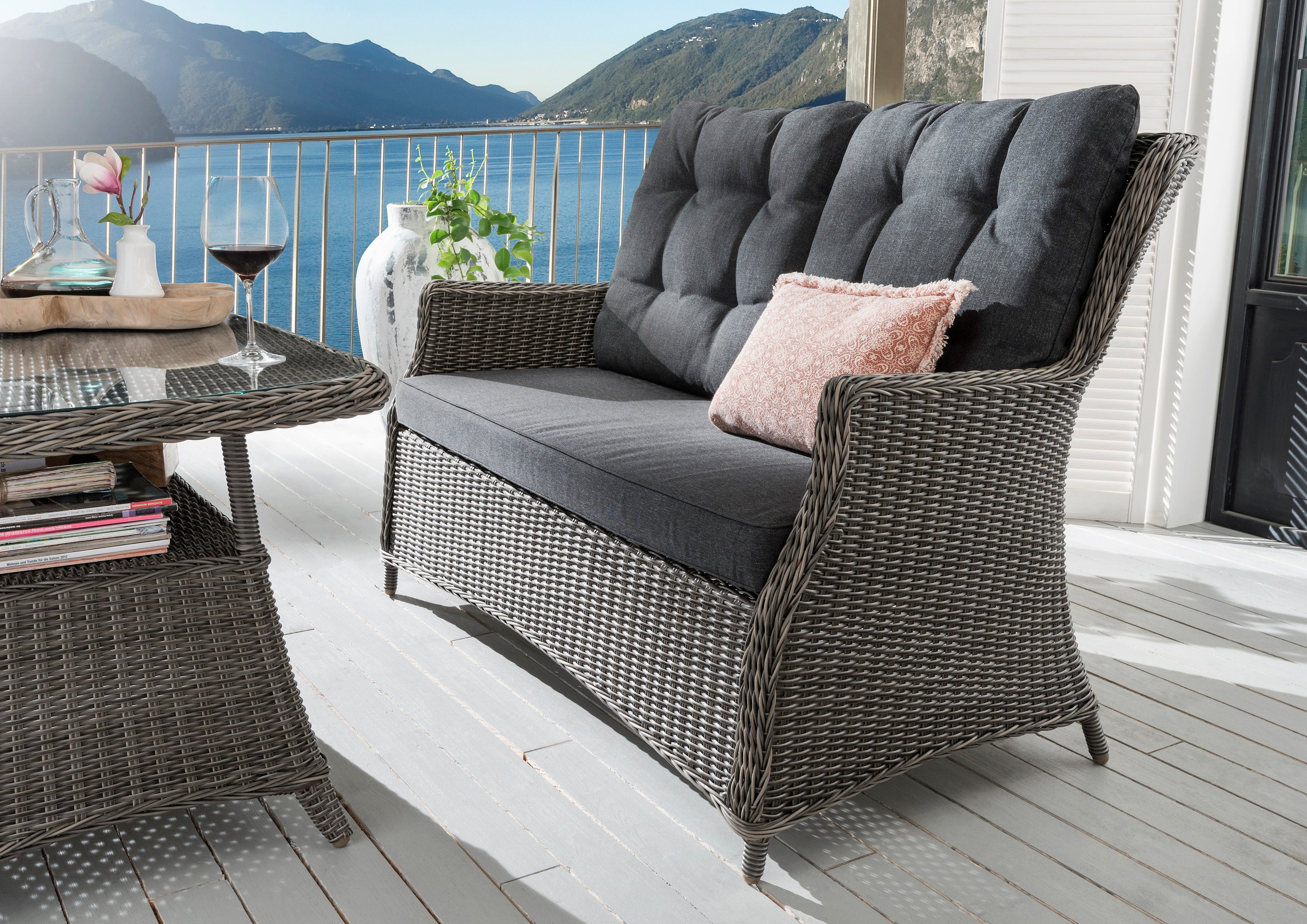 inkl. Auflagen vintage Loungesofa Destiny grau, CASA, Polyrattan,