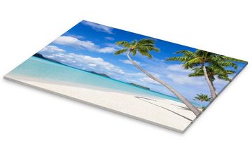 Posterlounge Acrylglasbild Jan Christopher Becke, Weißer Strand mit Palmen, Tahiti, Französisch Polynesien, Badezimmer Maritim Fotografie