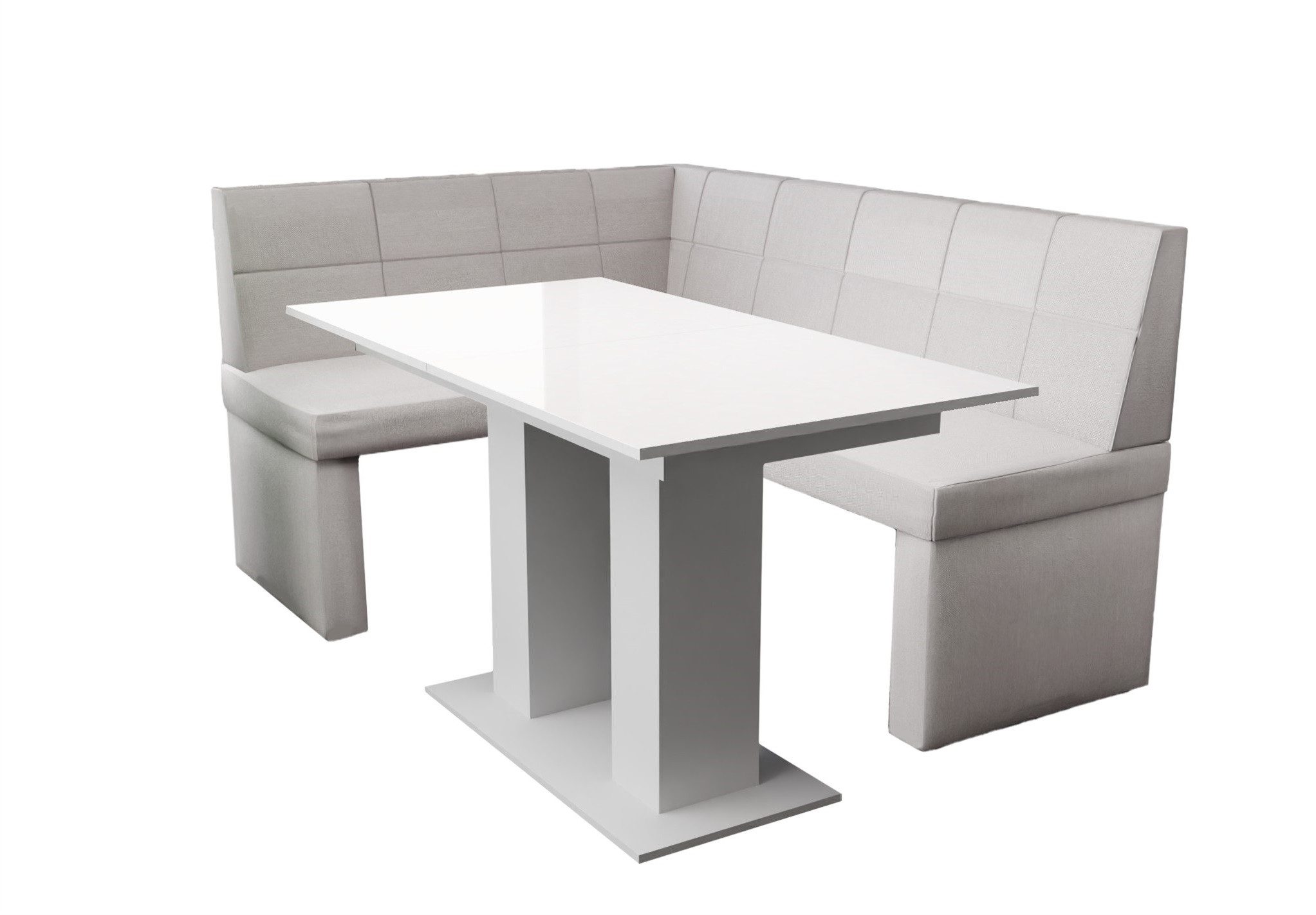 Fun Möbel Eckbankgruppe Eckbankgruppe „BLAKE XL“ Größe 196x142cm mit Tisch Weiß Hochglanz, ausziehbarer Tisch