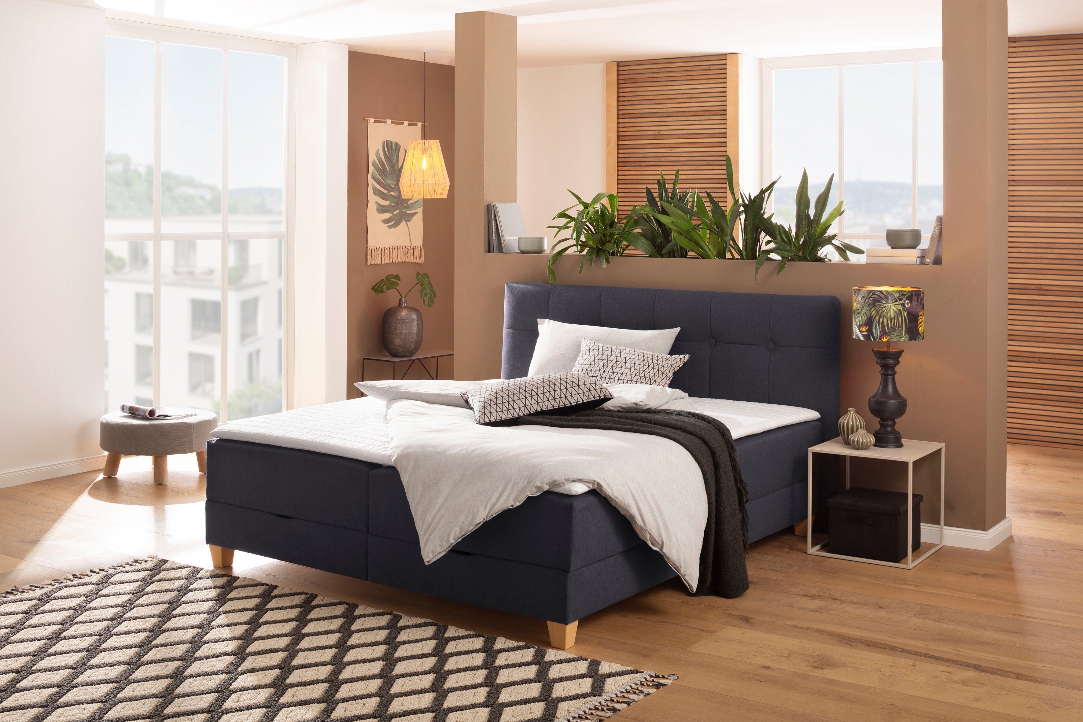 Home affaire Boxbett Lonrai, in H2,H3 & H4 und XXL - Überlänge 220cm wählbar, inkl. Topper